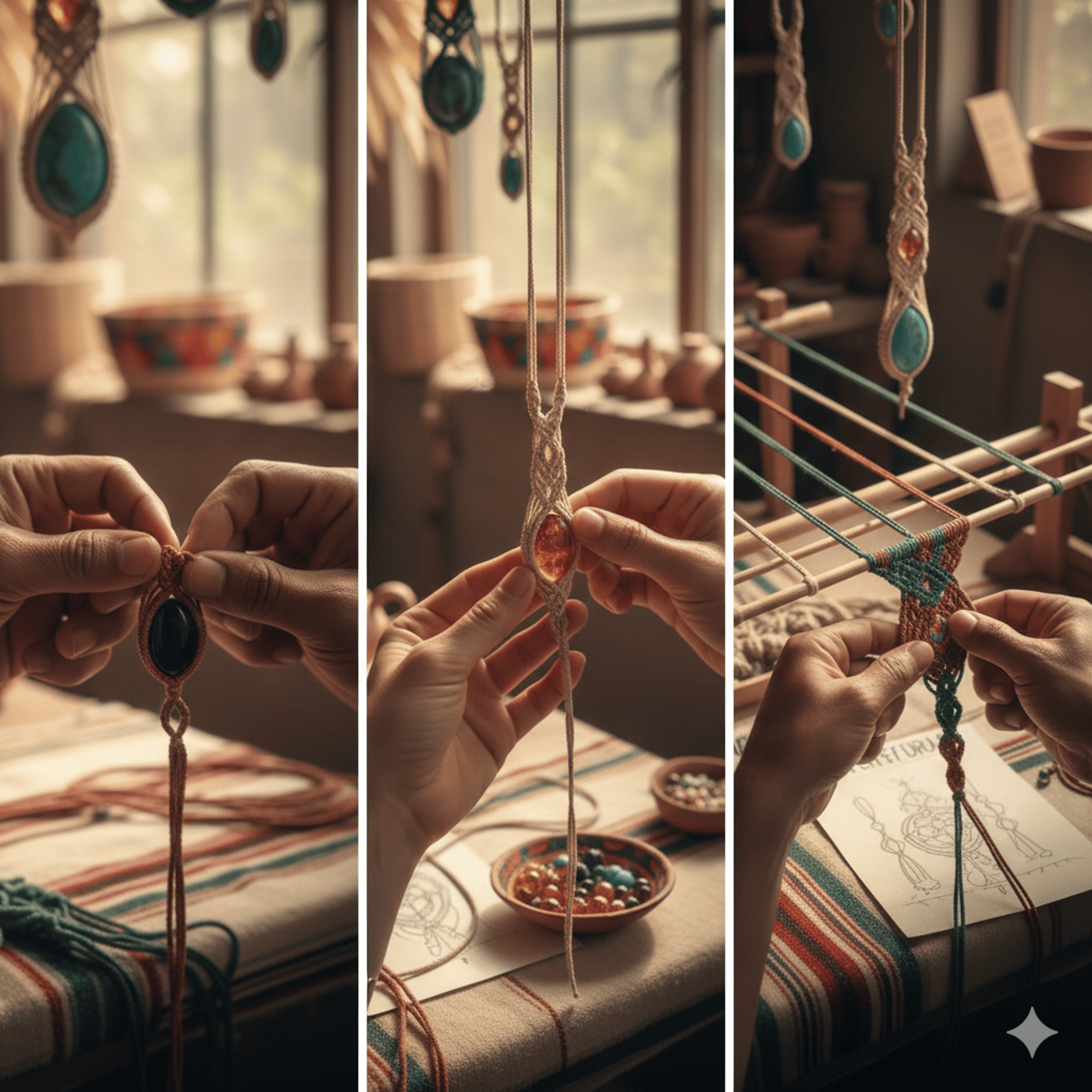 Manos creando con amor piedras naturales