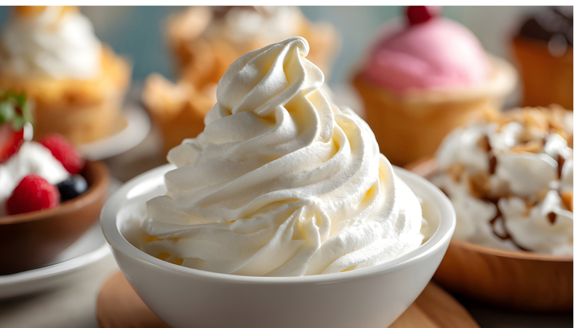 A woman holds up ice cream.