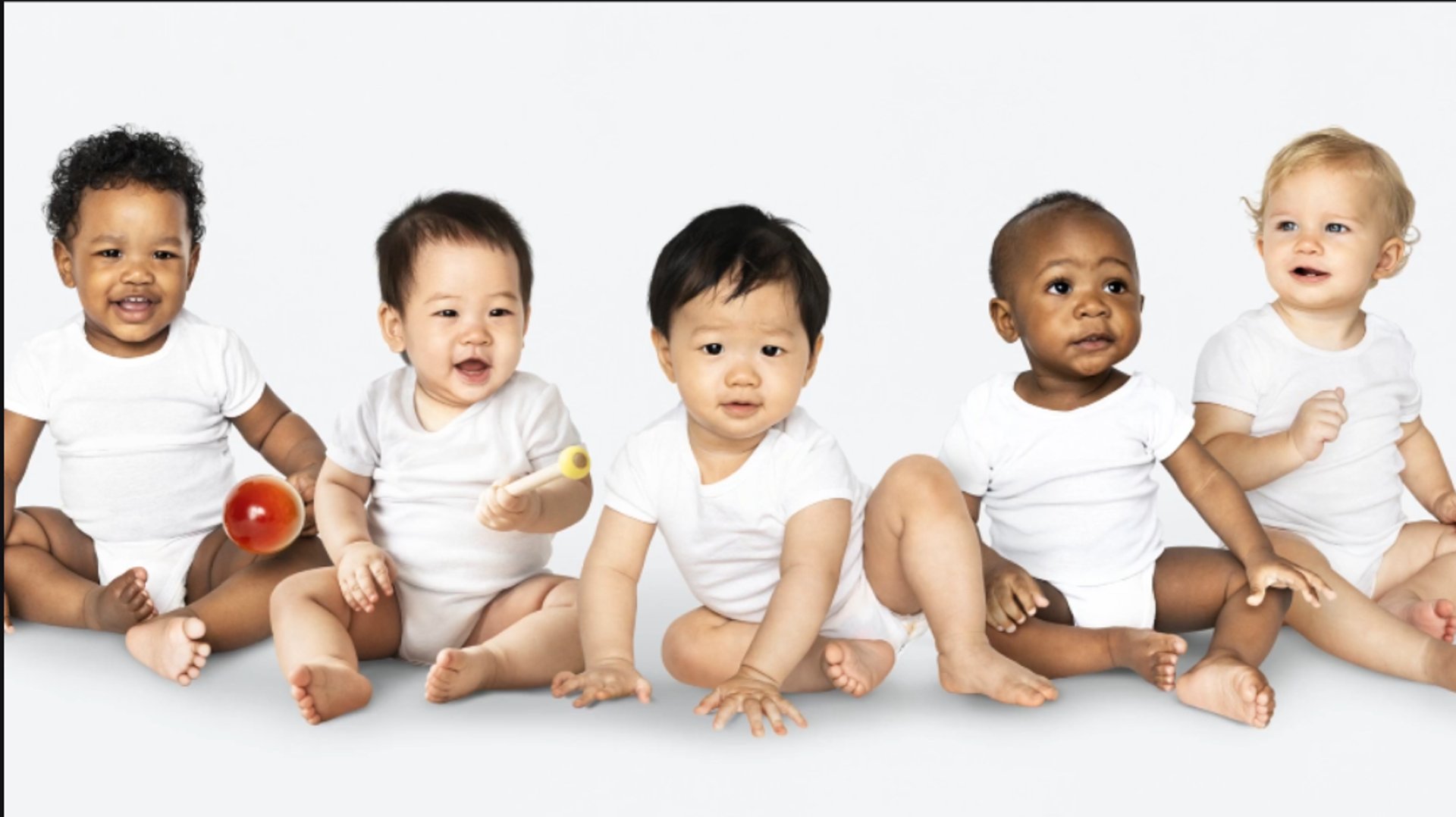 “Multi-ethnic babies with different skin colors representing the diversity of humanity, a sign of Allah’s creation, no racism