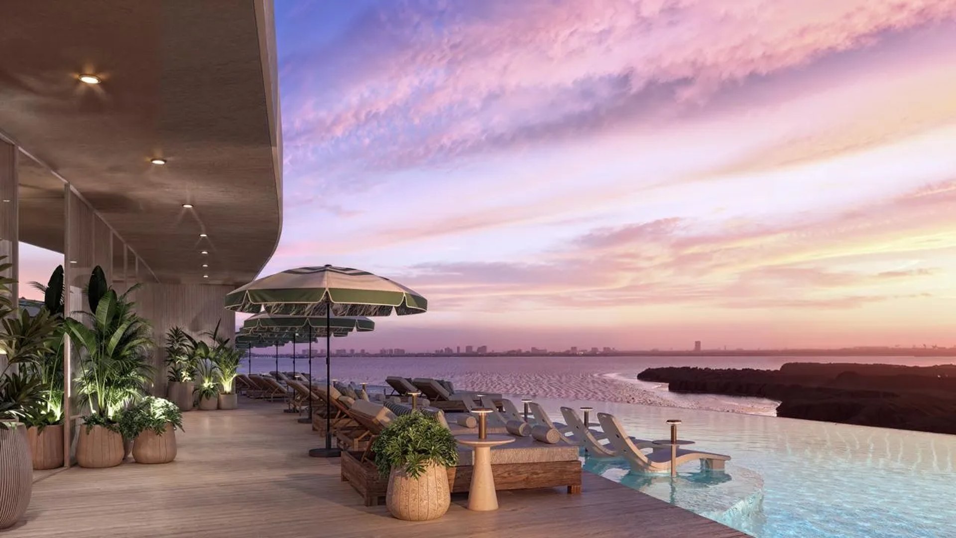 an abstract photo of a curved building with a blue sky in the background