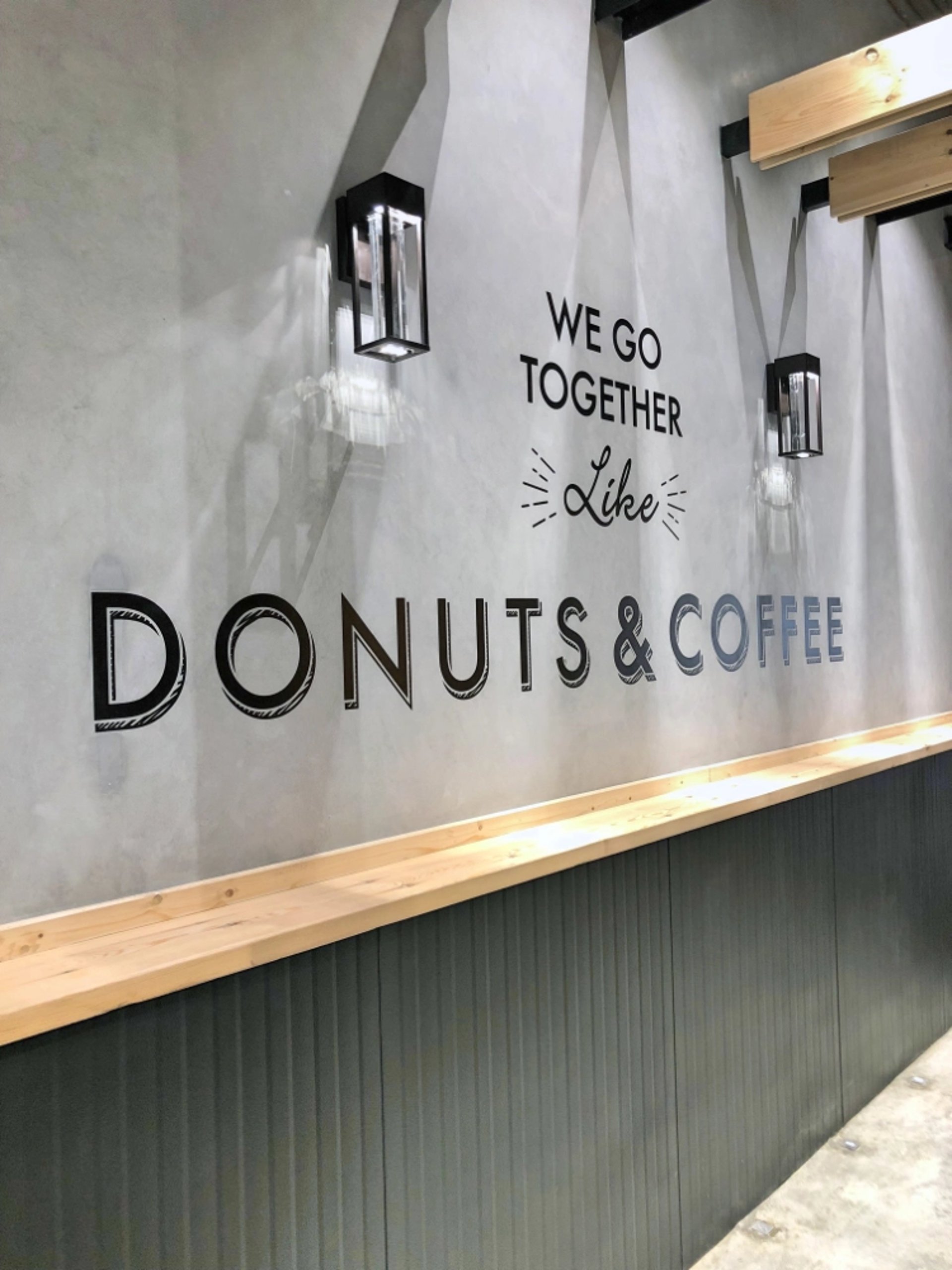 Donut shop store front wall mural using UV ink printer