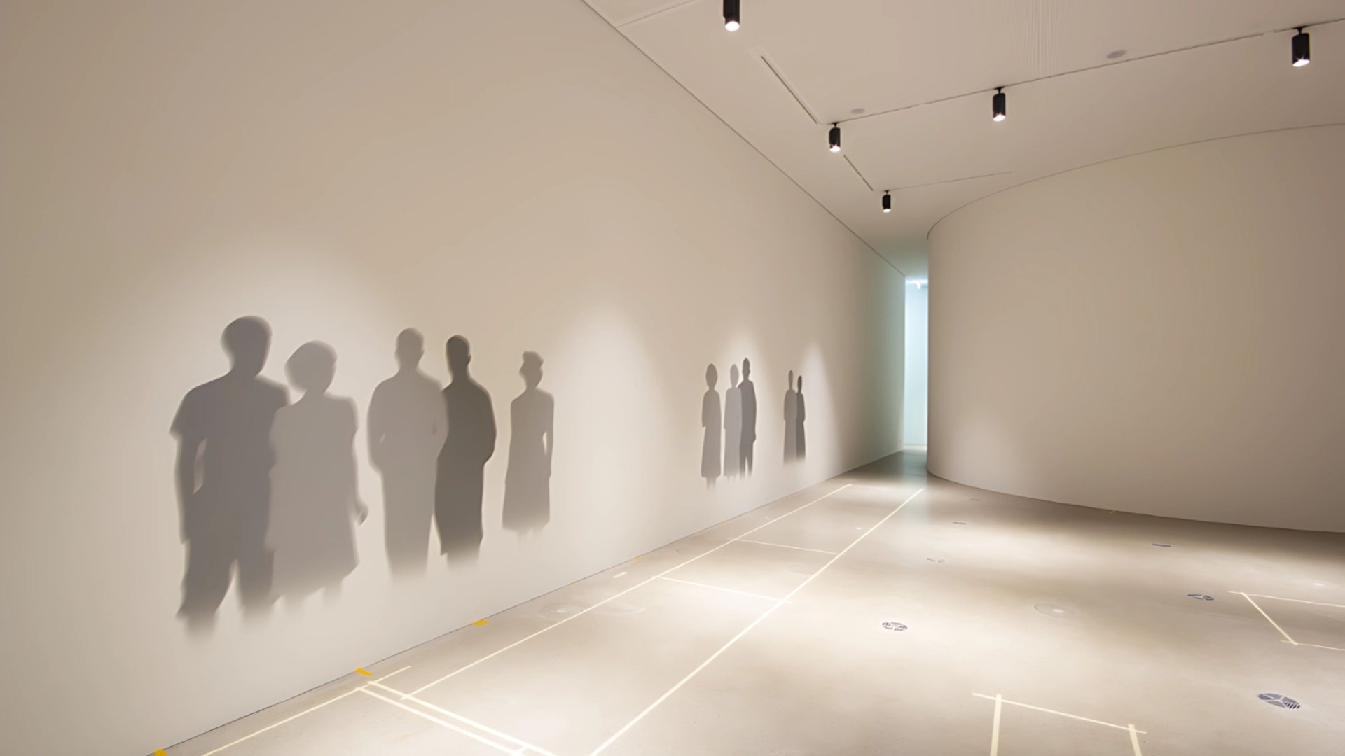 Museum UV ink wall graphic of people silhouette