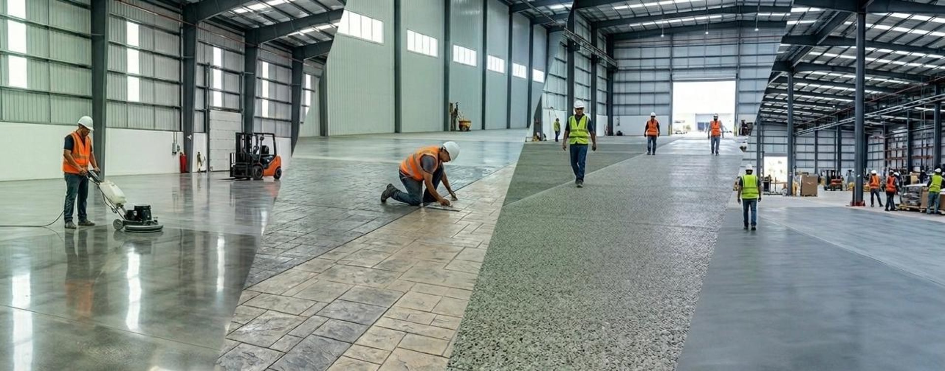 seven construction workers standing on white field