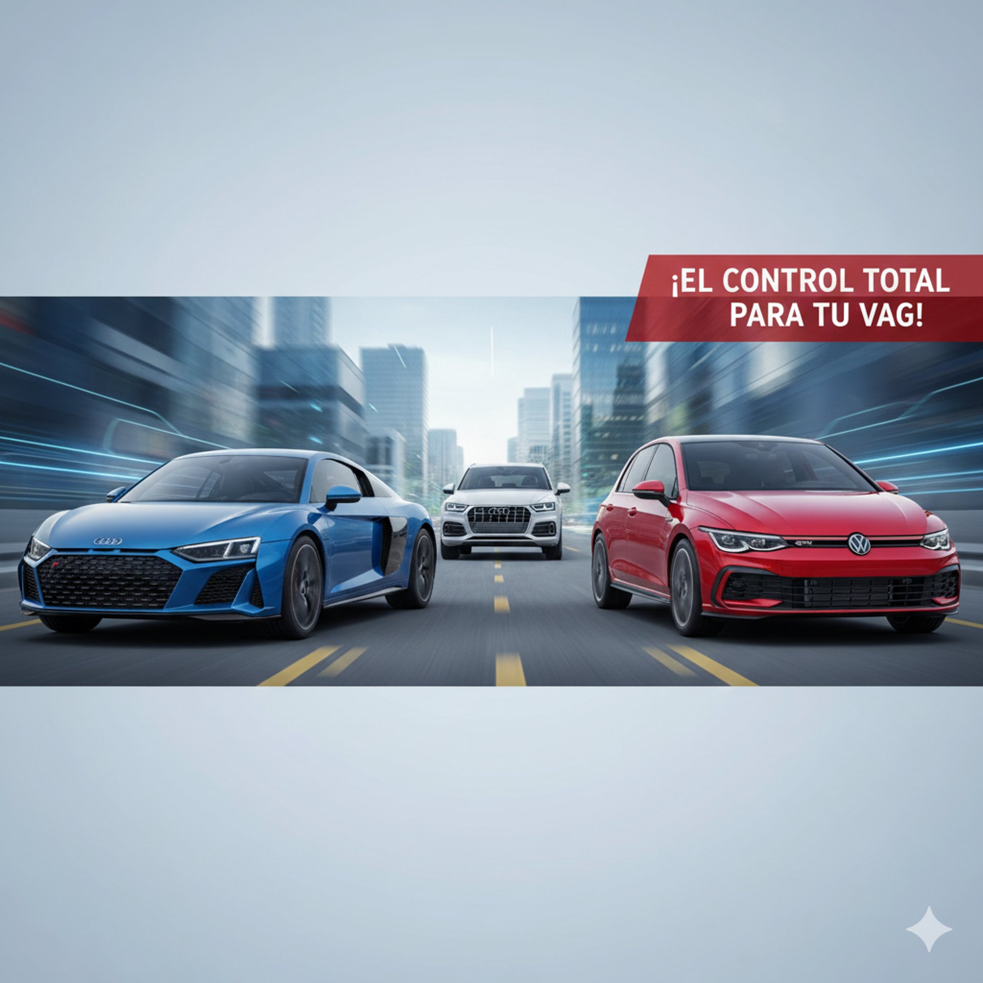 Banner principal VCDS-VAGCOM.ES con modelos Audi y Volkswagen para diagnosis profesional