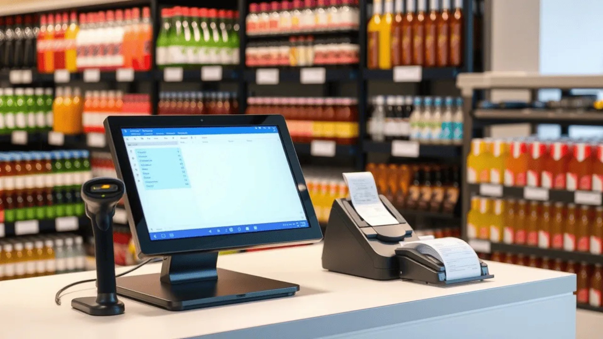 a person is using a pos machine in a store