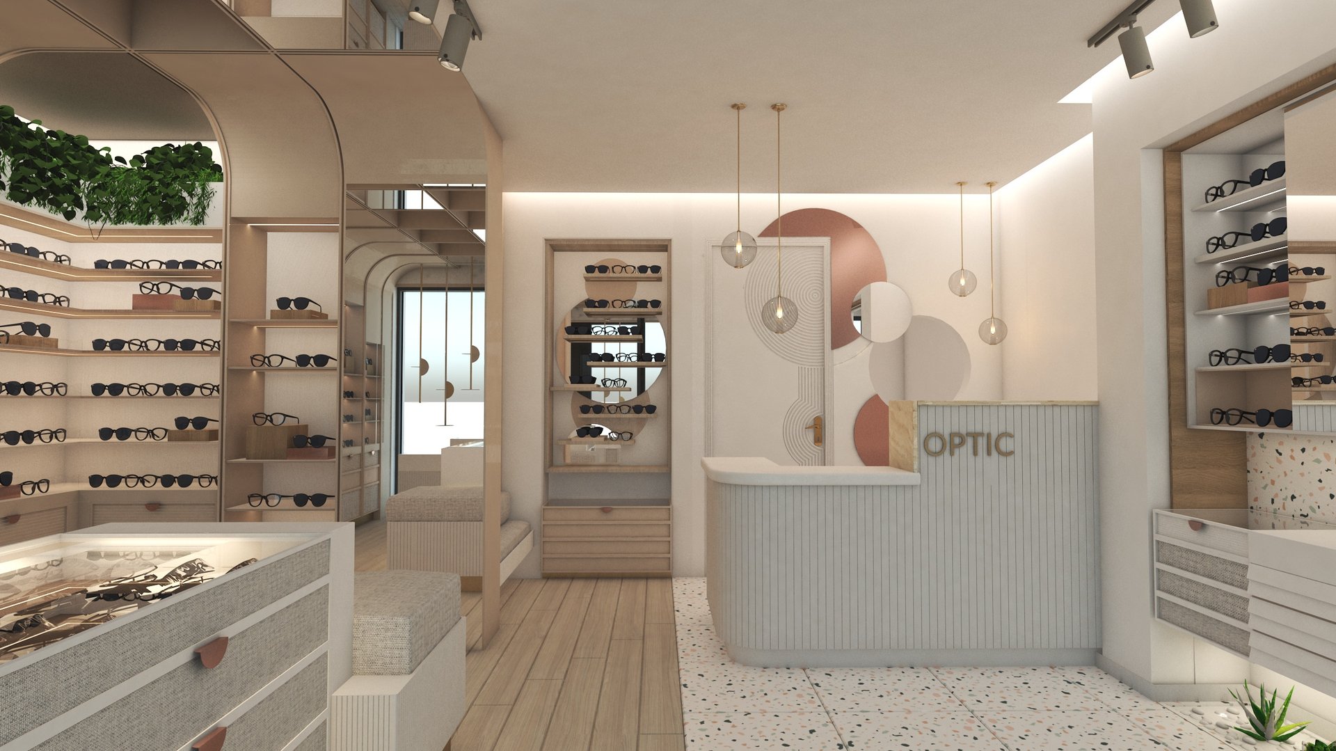 an abstract photo of a curved building with a blue sky in the background