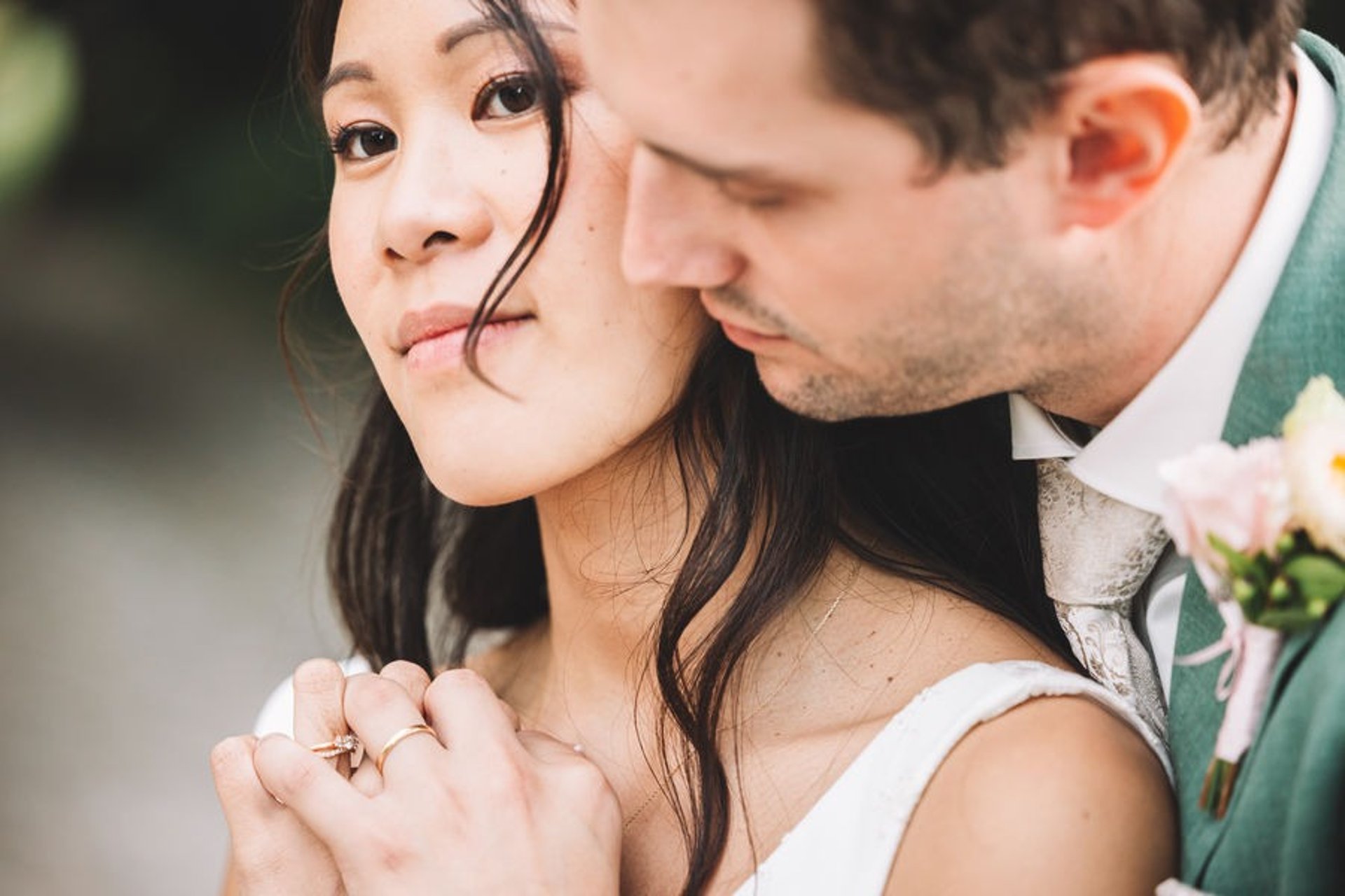 an abstract photo of a curved building with a blue sky in the background