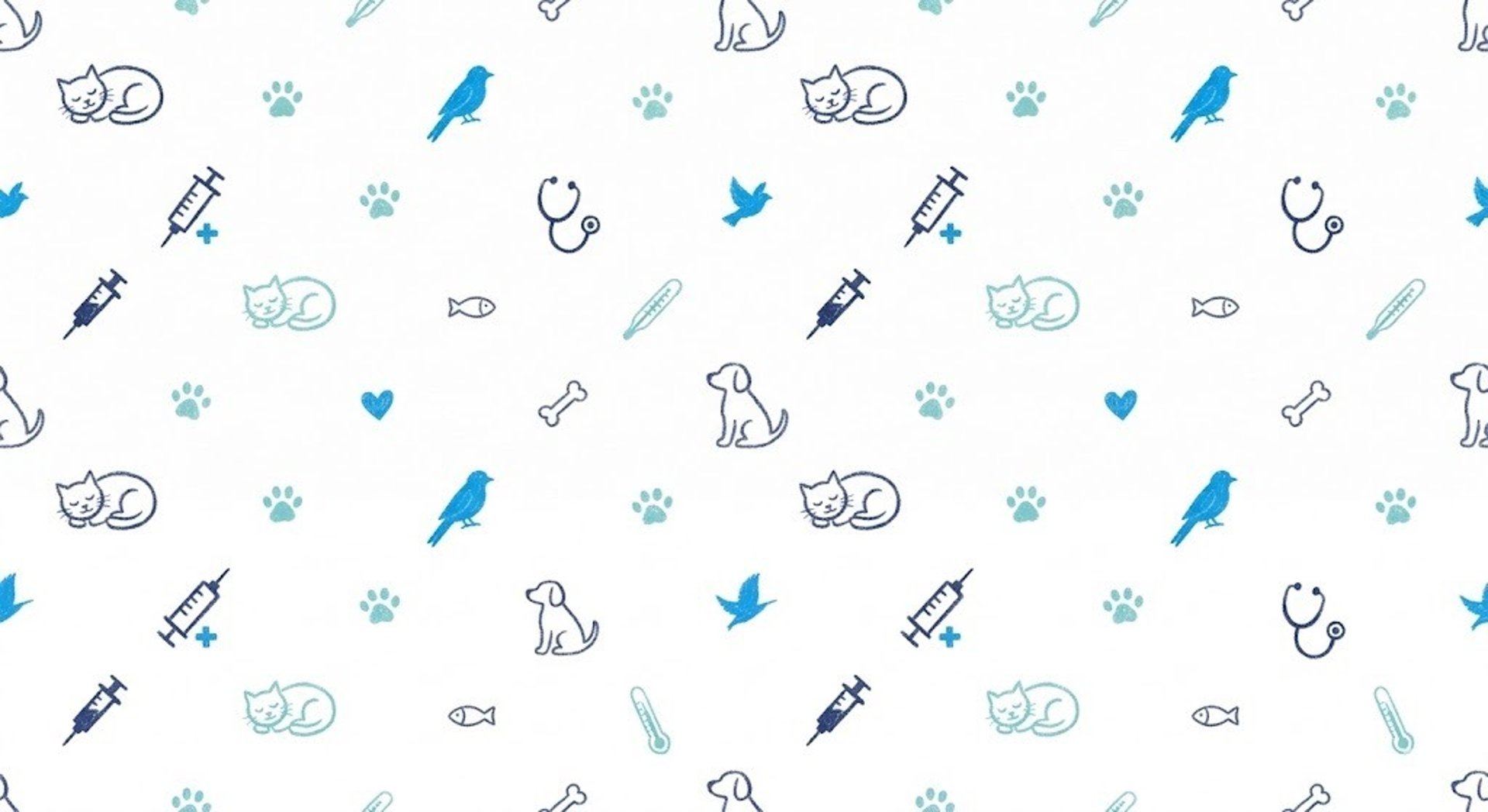 dibujos de perrito y jeringas aver y gatitos en tonos azul para la veterinaria pekes