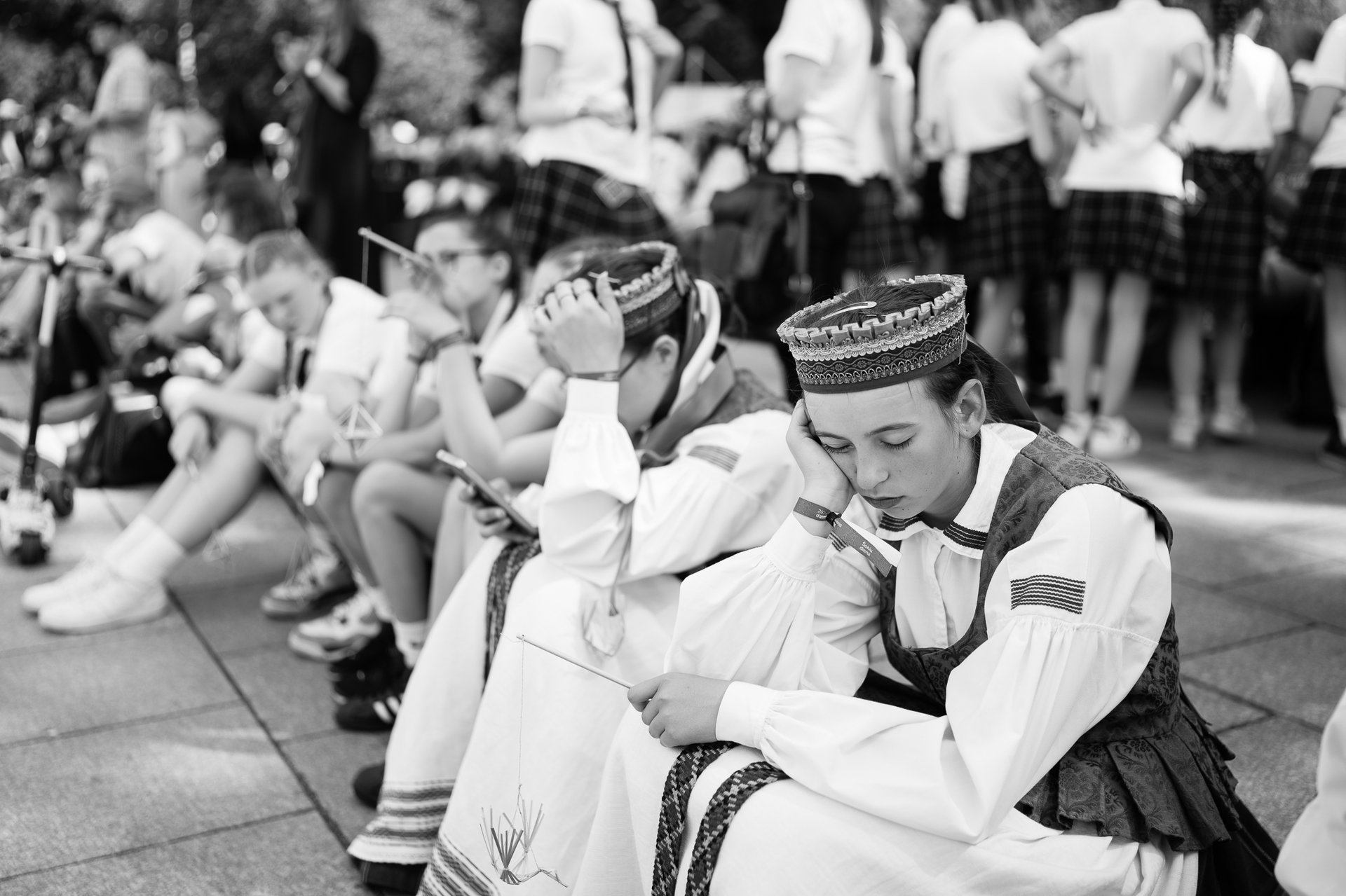 an abstract photo of a curved building with a blue sky in the background