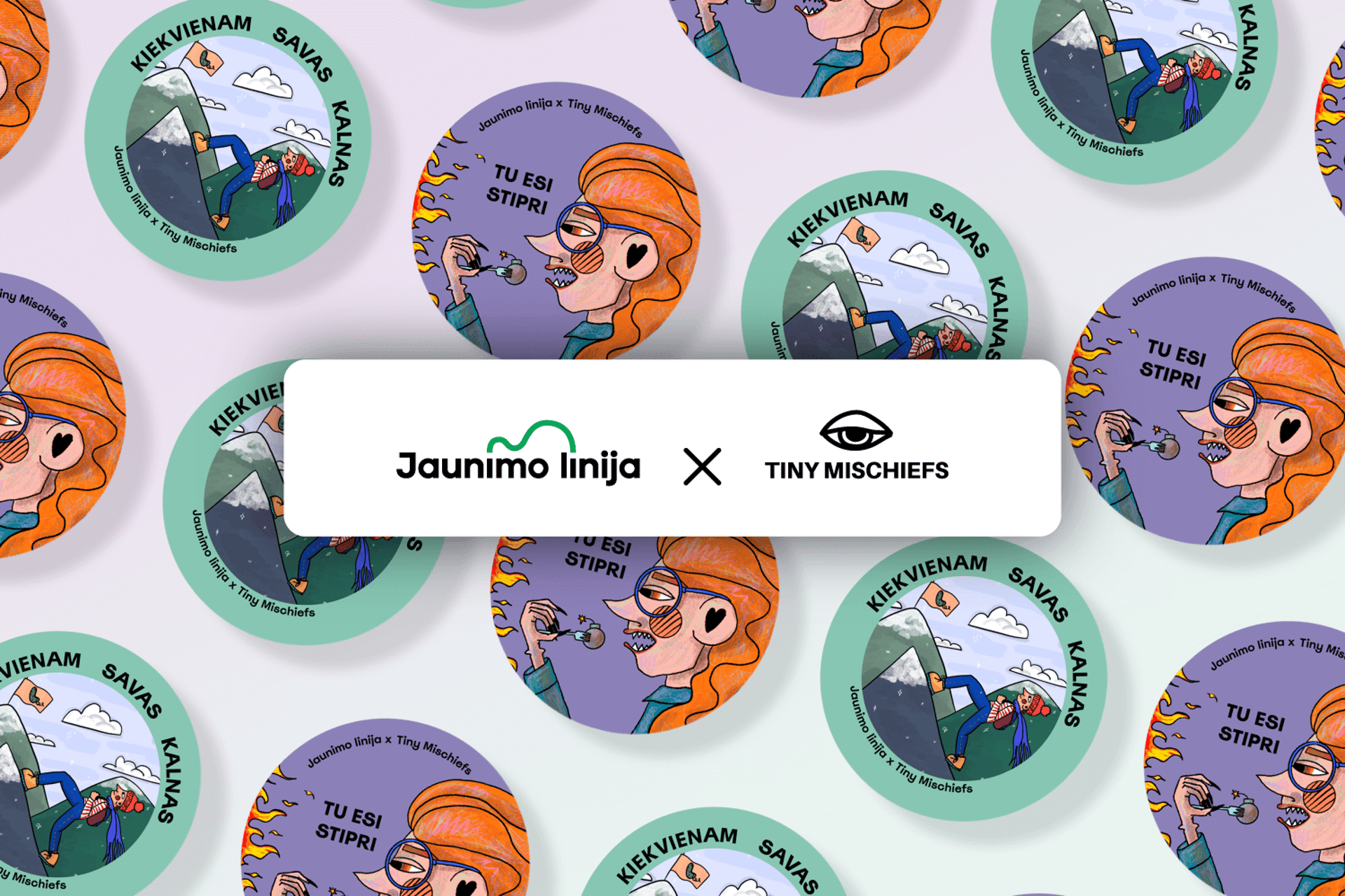 mockup of stickers for jaunimo linija