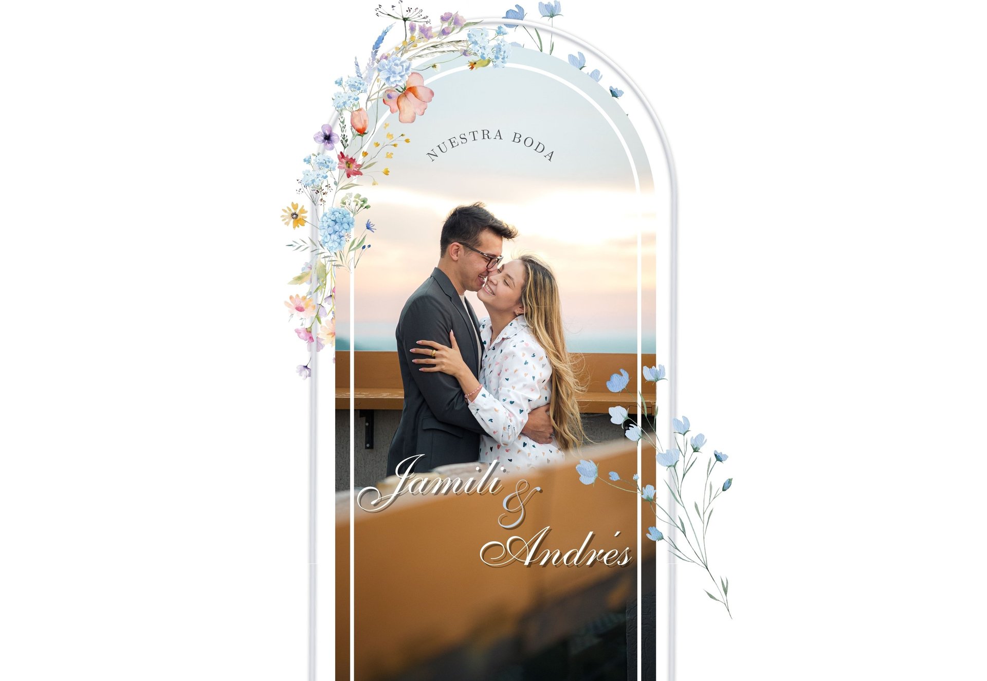 woman in white wedding dress stands in front of man in tuxedo
