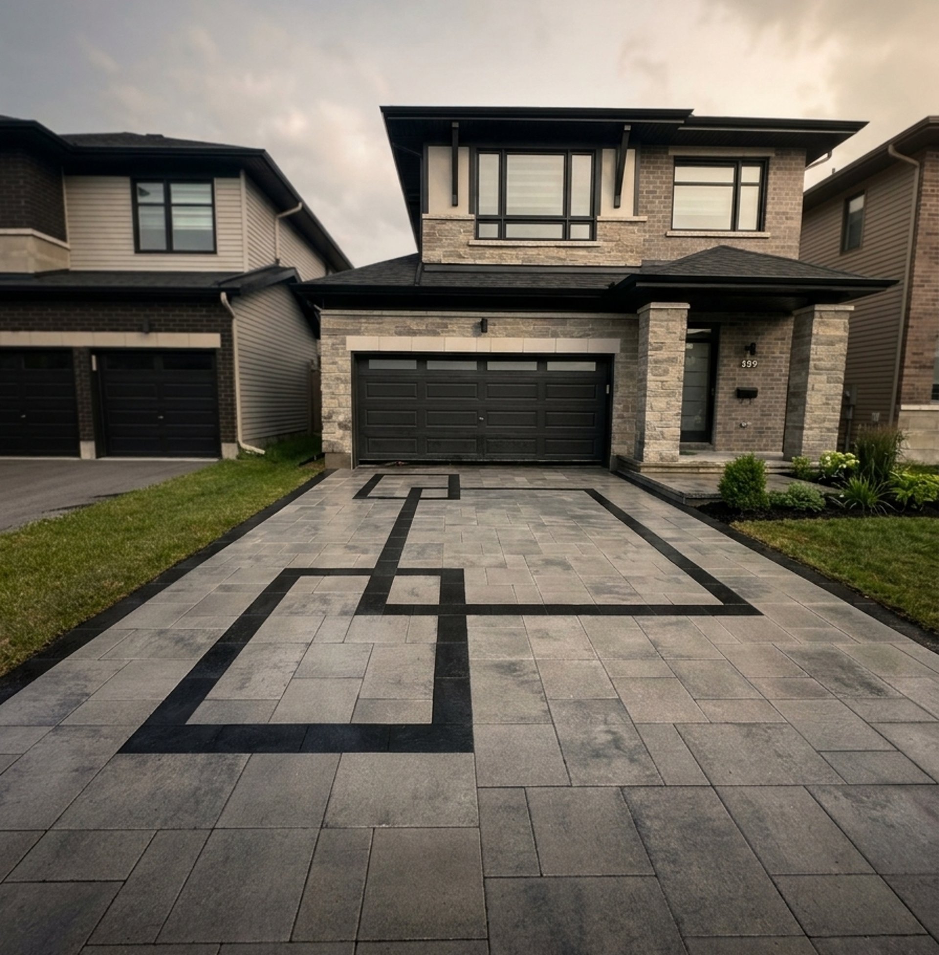 black and brown leather padded tub sofa