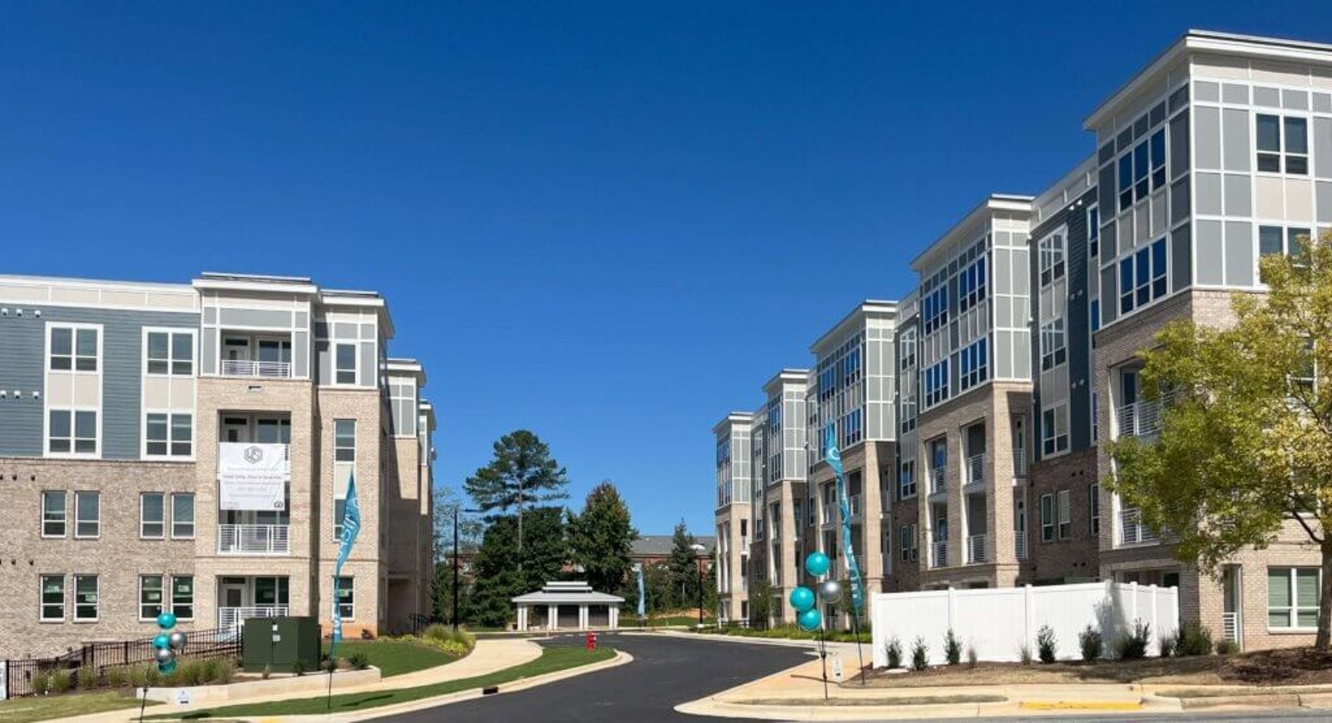 Wakefield Station multifamily apartment construction in Raleigh NC exterior streetscape view