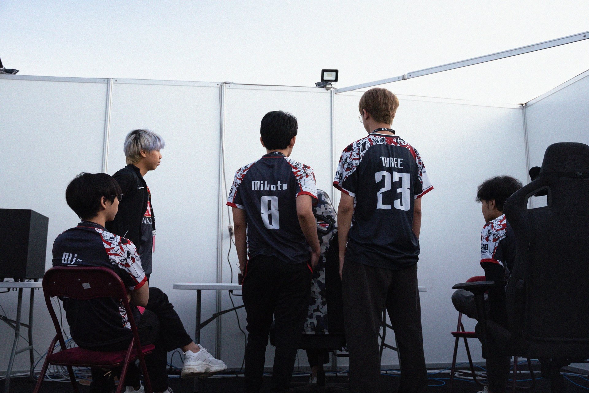 an abstract photo of a curved building with a blue sky in the background