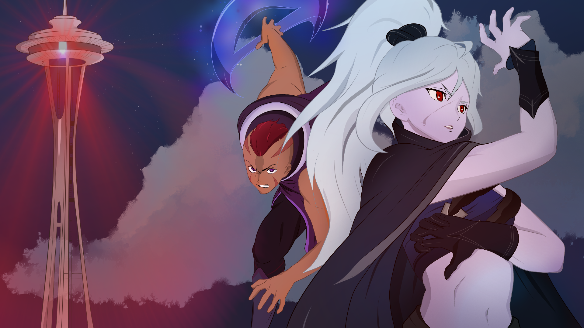 an abstract photo of a curved building with a blue sky in the background