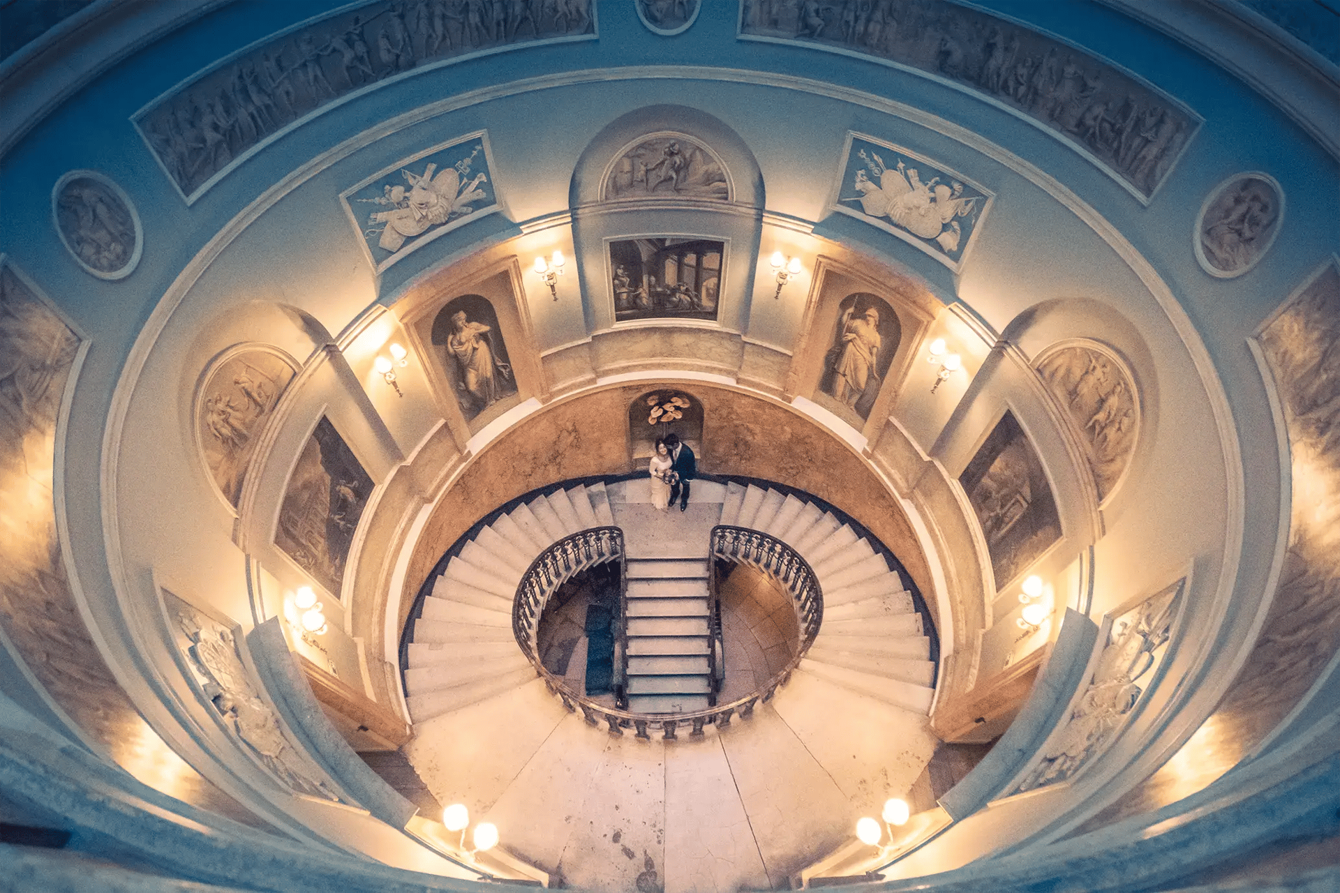 wedding party standing on the stairs of home house private members club