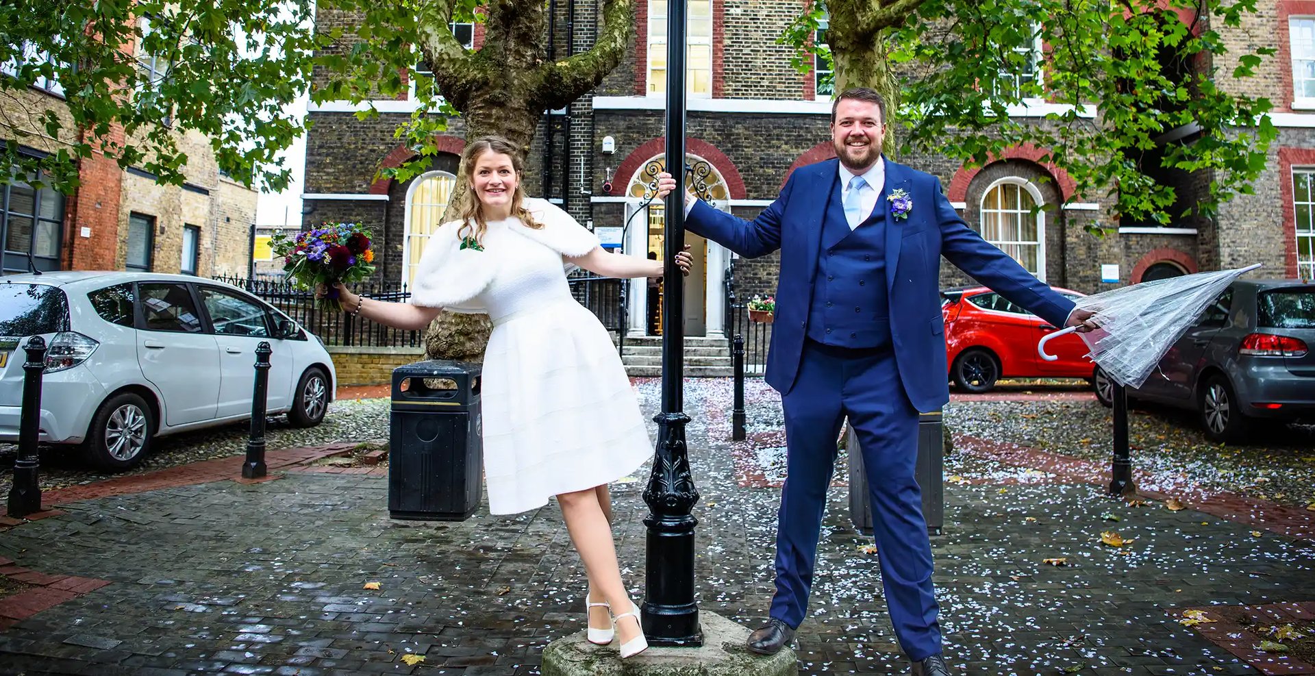 Newly weds outside Southwark Regsitry Office