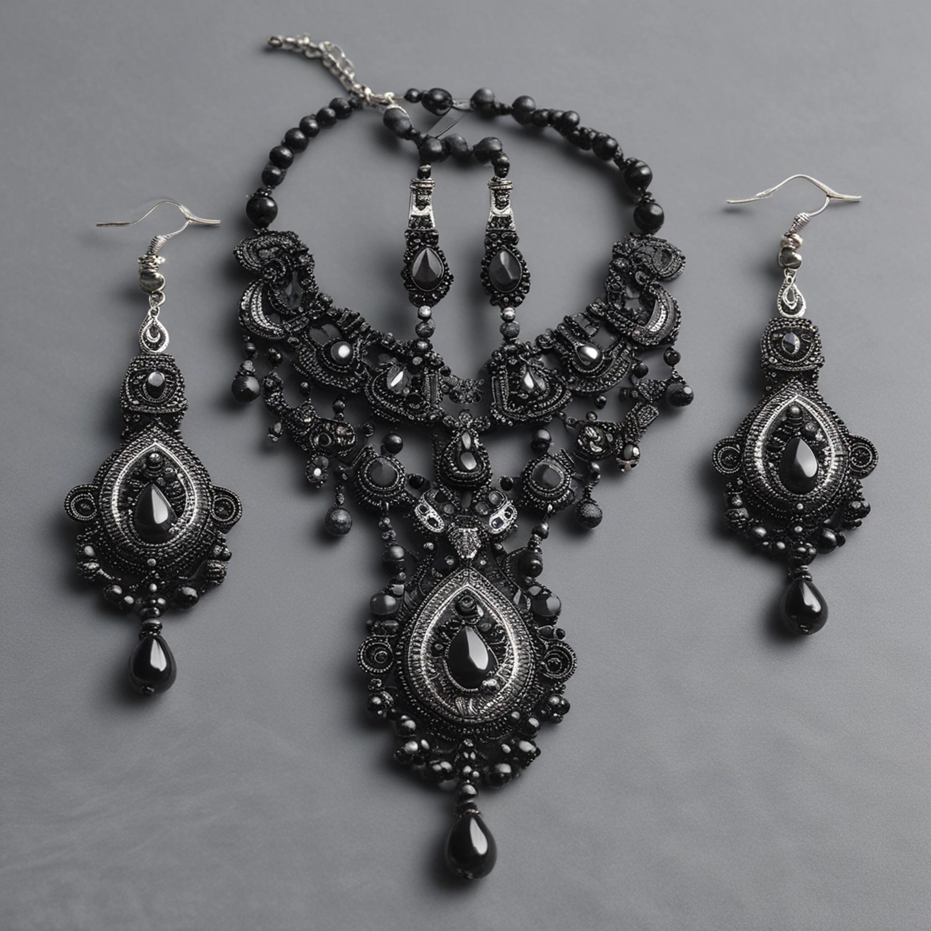 A green mannequin with a necklace on it