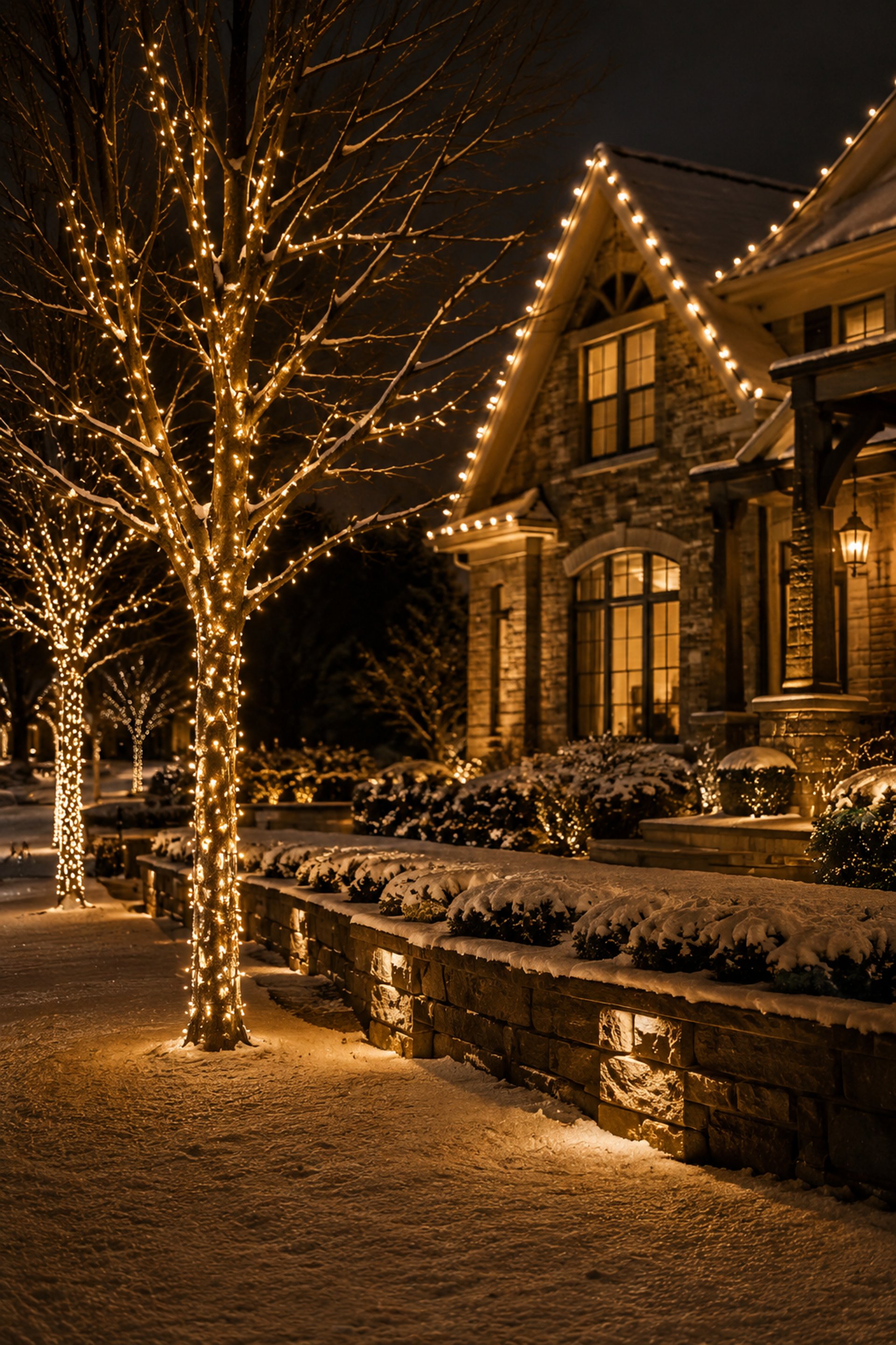 Christmas Light Guru free estimate form with holiday lighting background