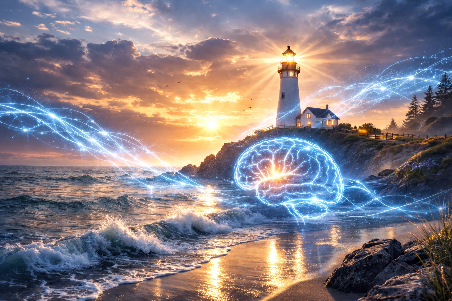 house on beach cliff viewing sea during sunset