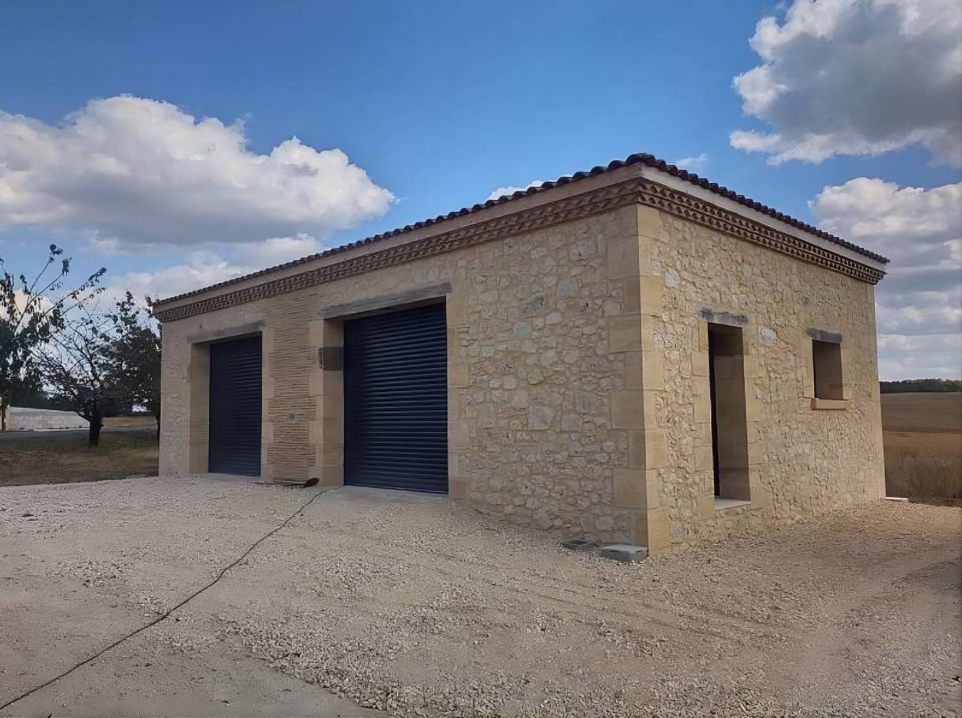 red and black building under blue sky