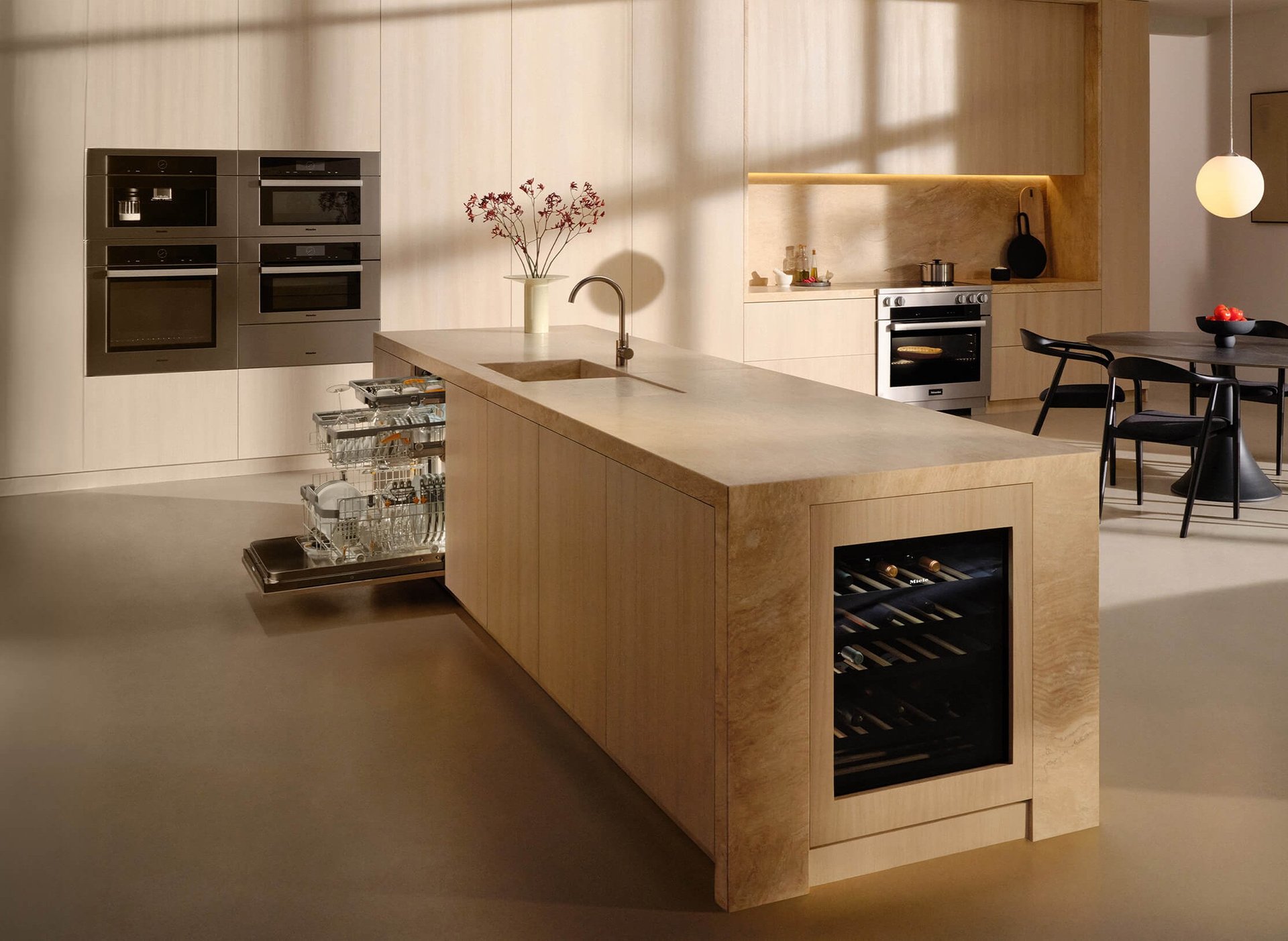 Modern kitchen with island and bar stools