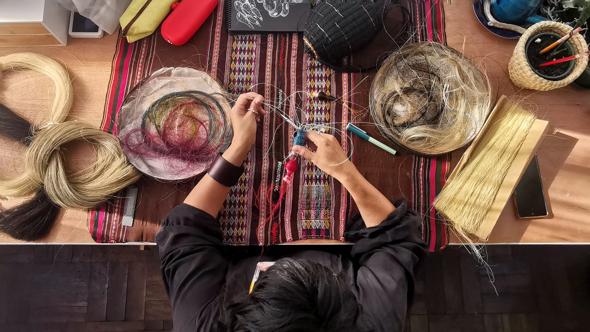 black blue and yellow textile