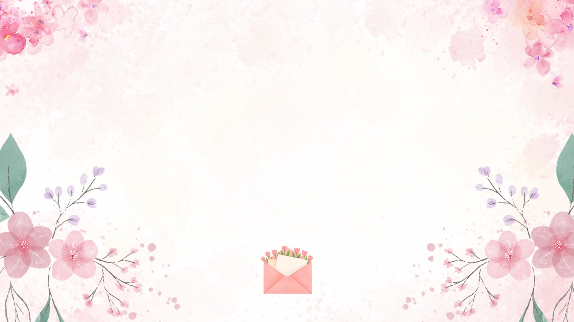 Fondo con flores rosas y sobre rosa en estilo acuarela