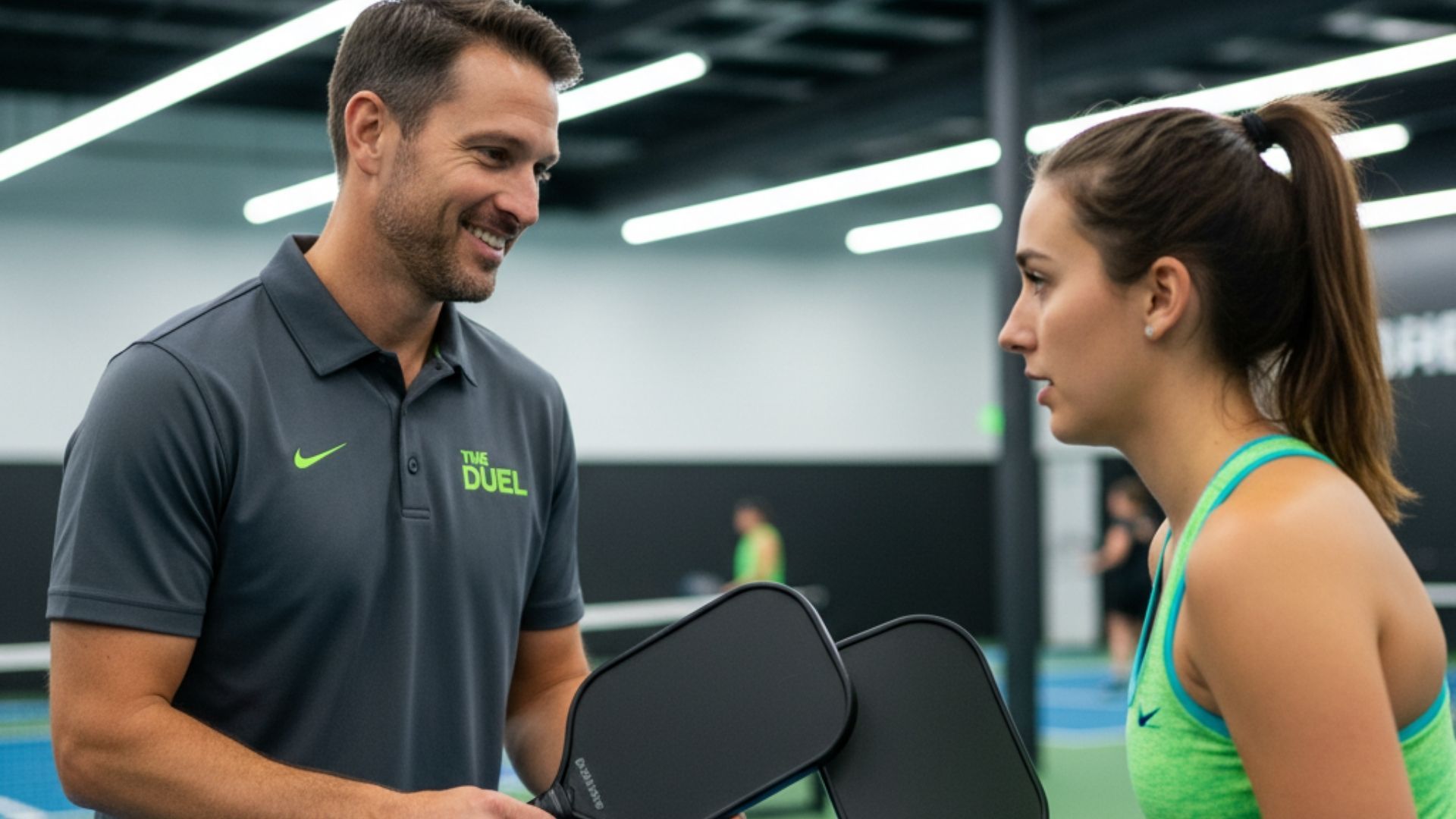 two person riding cable car