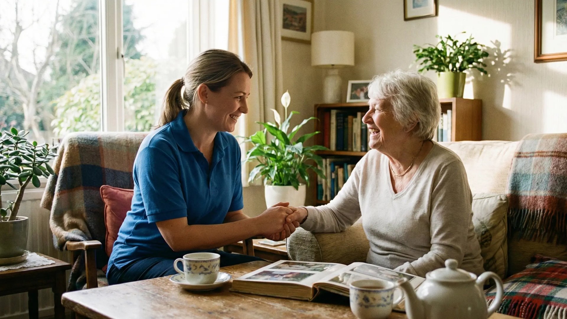 Auxiliaire de vie aidant une personne âgée à Carquefou