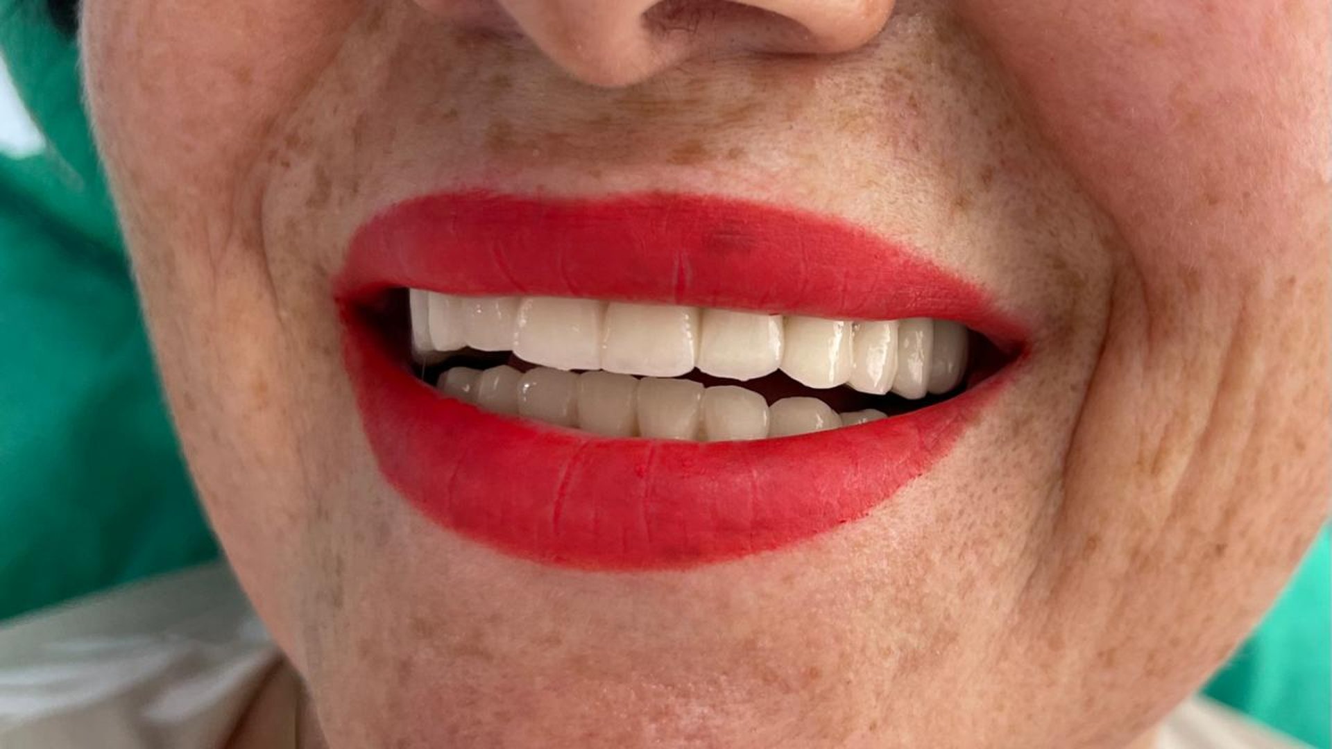 a close up of a person's mouth
