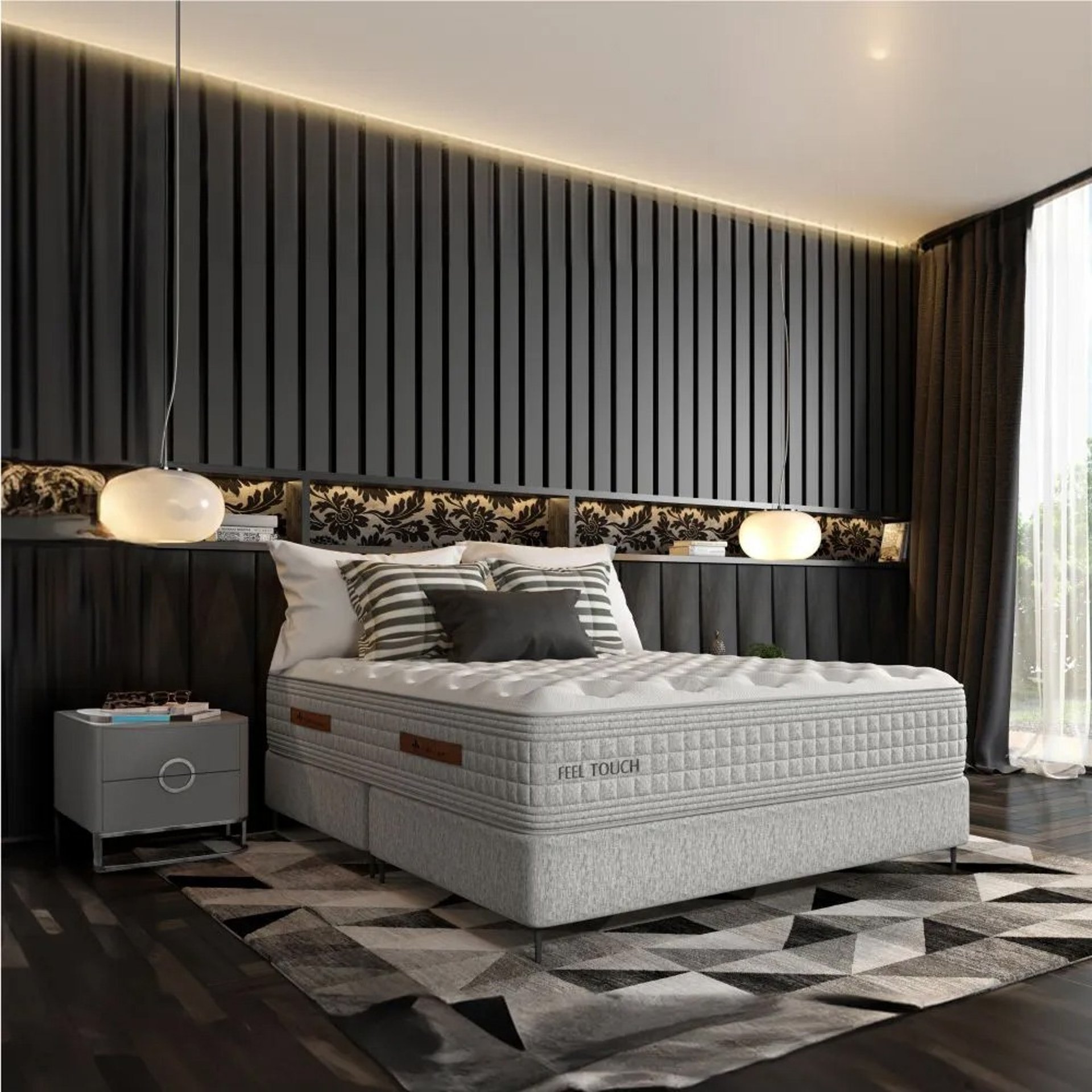 black and white bed linen