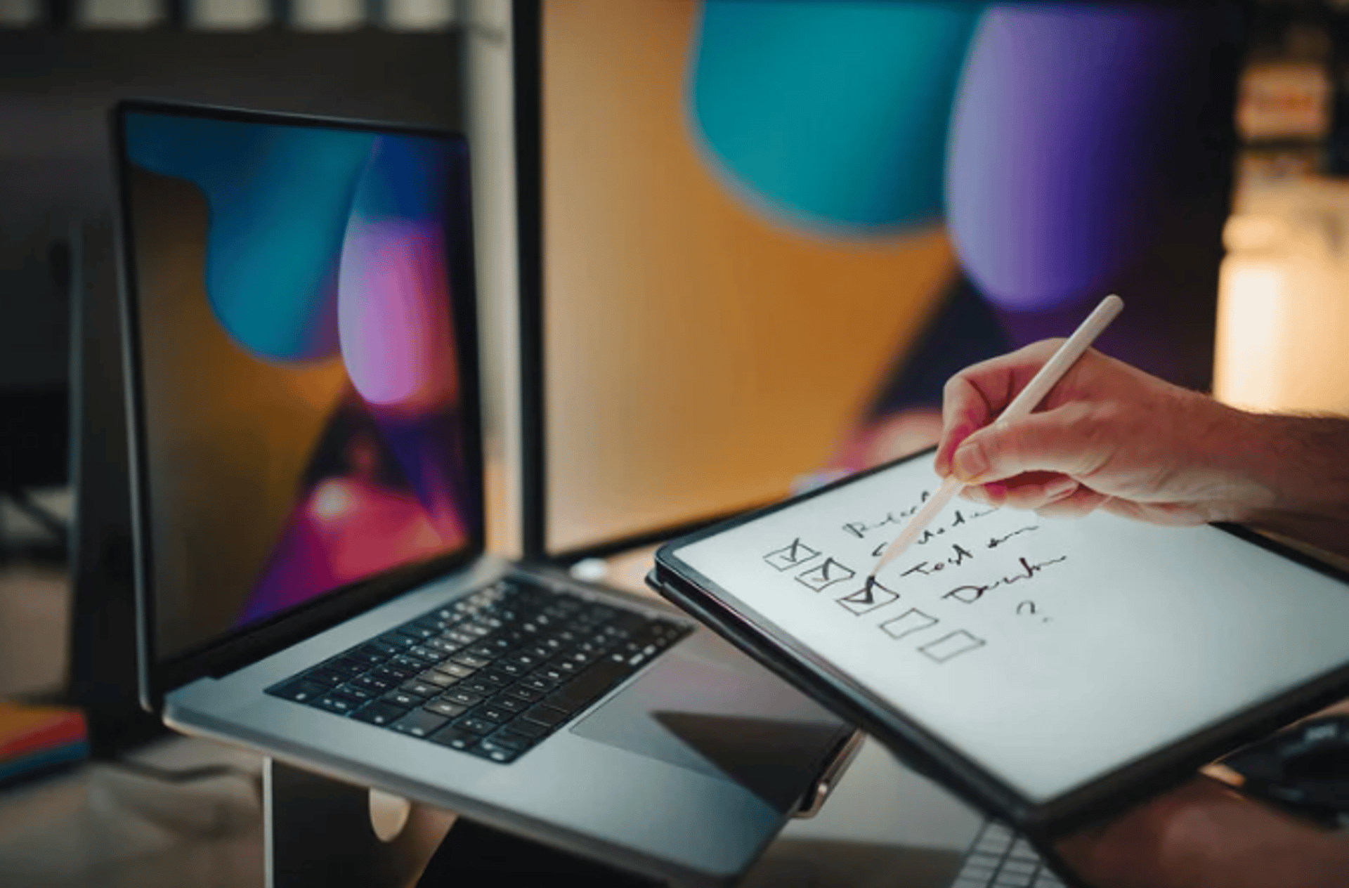 an abstract photo of a curved building with a blue sky in the background