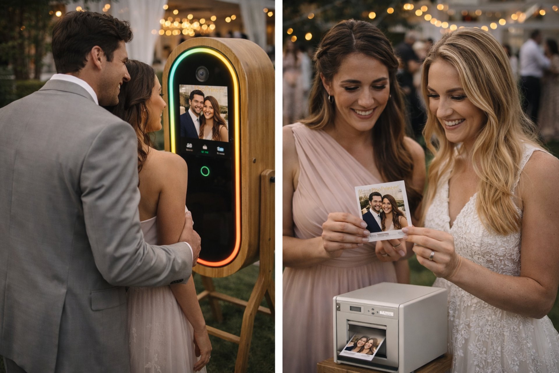 Un couple de mariés pose pour des photos de mariage en extérieur au coucher du soleil
