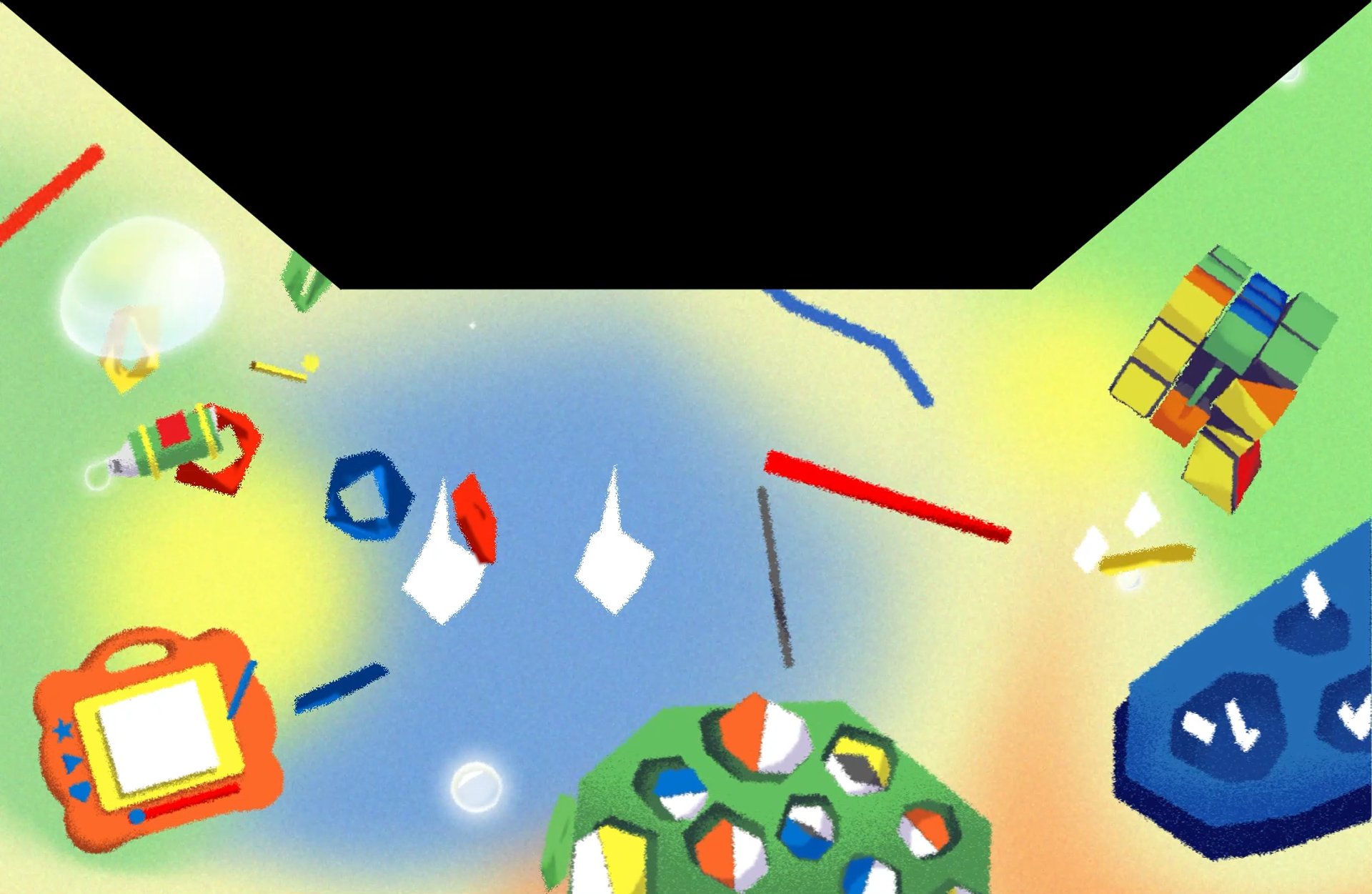 an abstract photo of a curved building with a blue sky in the background