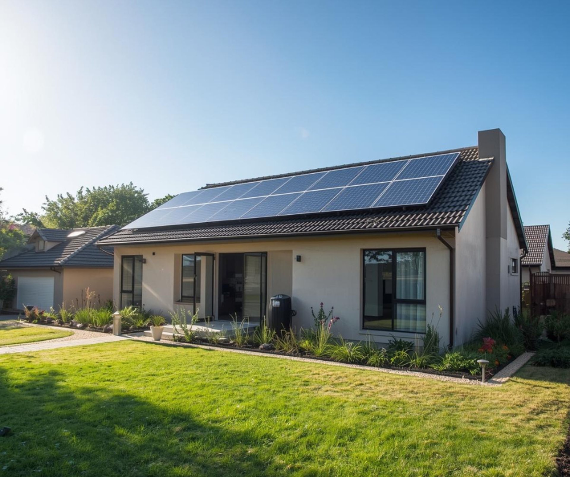 a white hard hat sitting on top of a solar panel