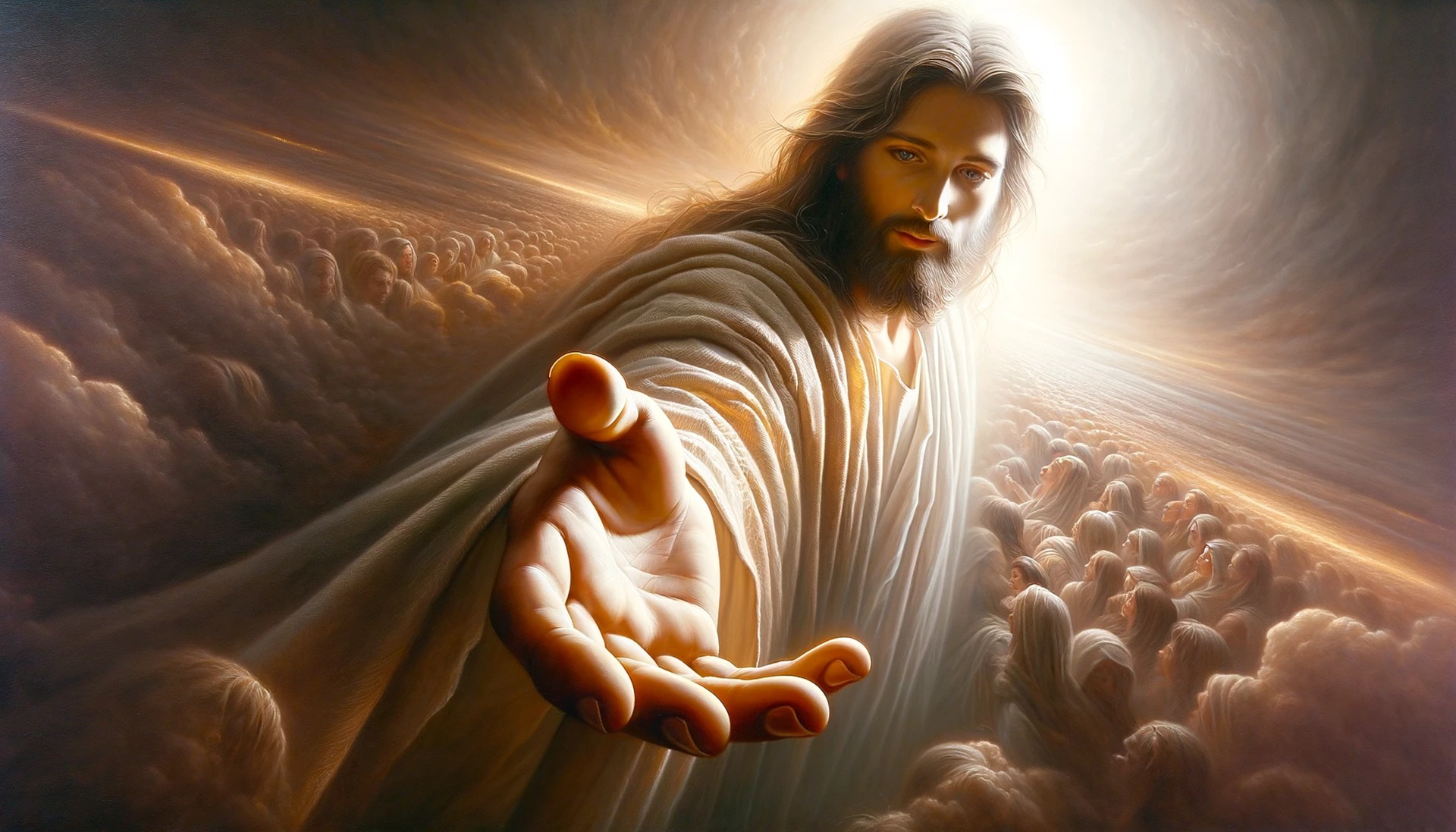 Jesús dando la mano, para salvar más almas. Página de voces de amor y vida