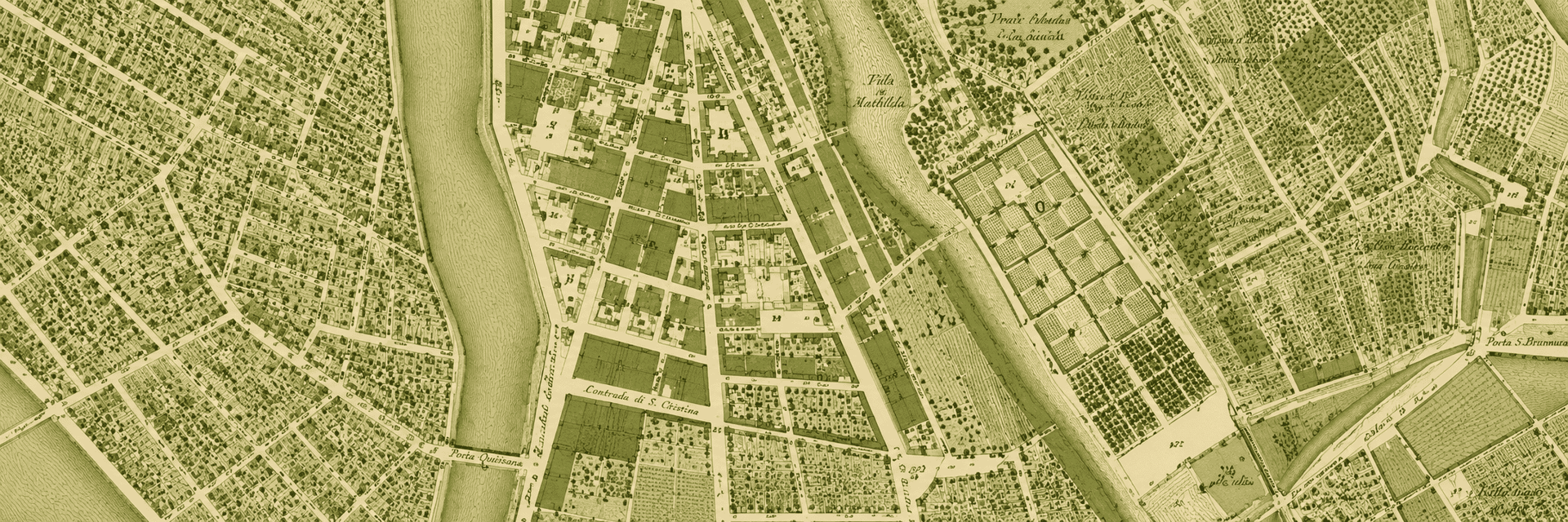 Detailed historical map of a european city center