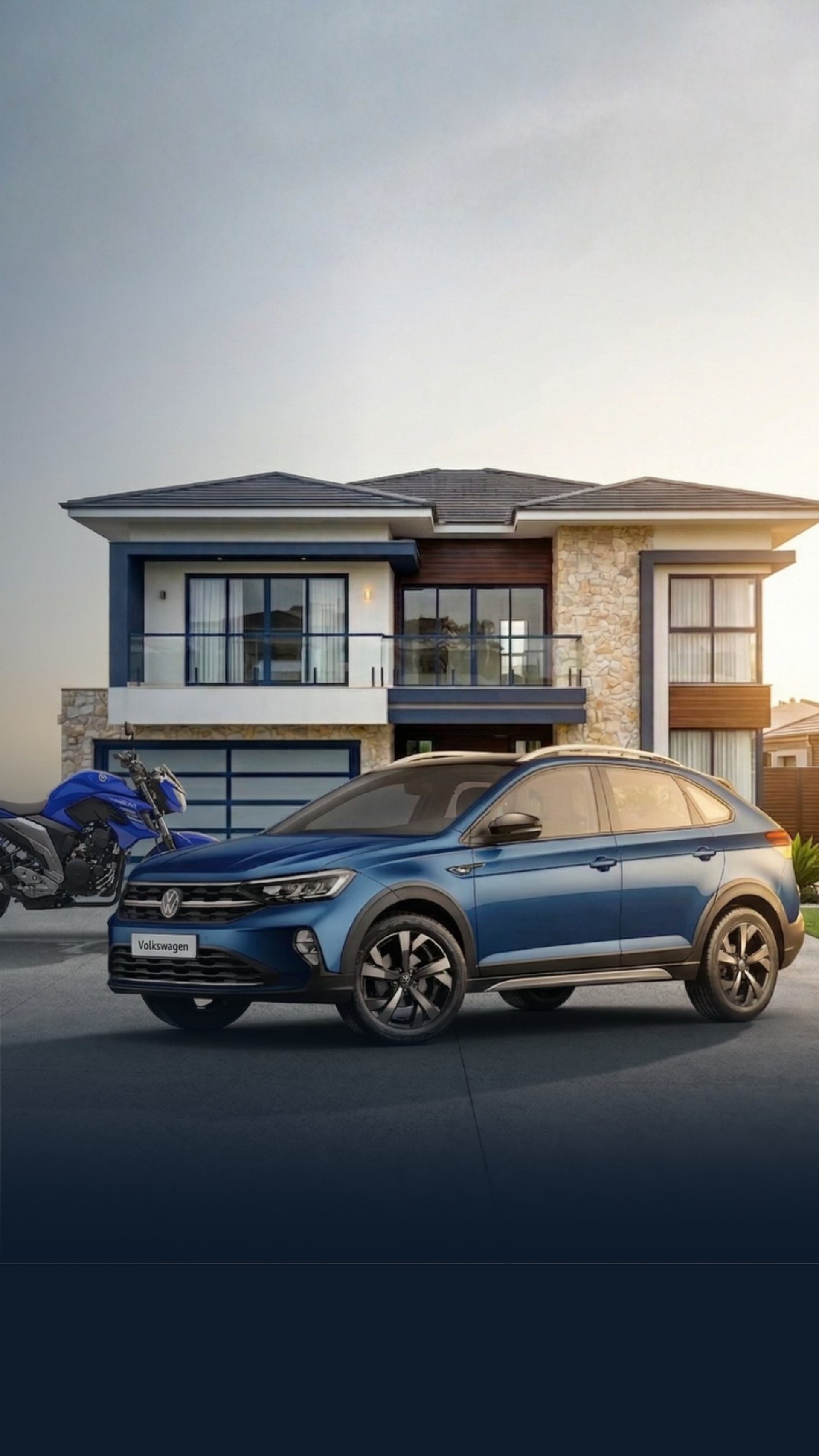a white car is parked in front of a house