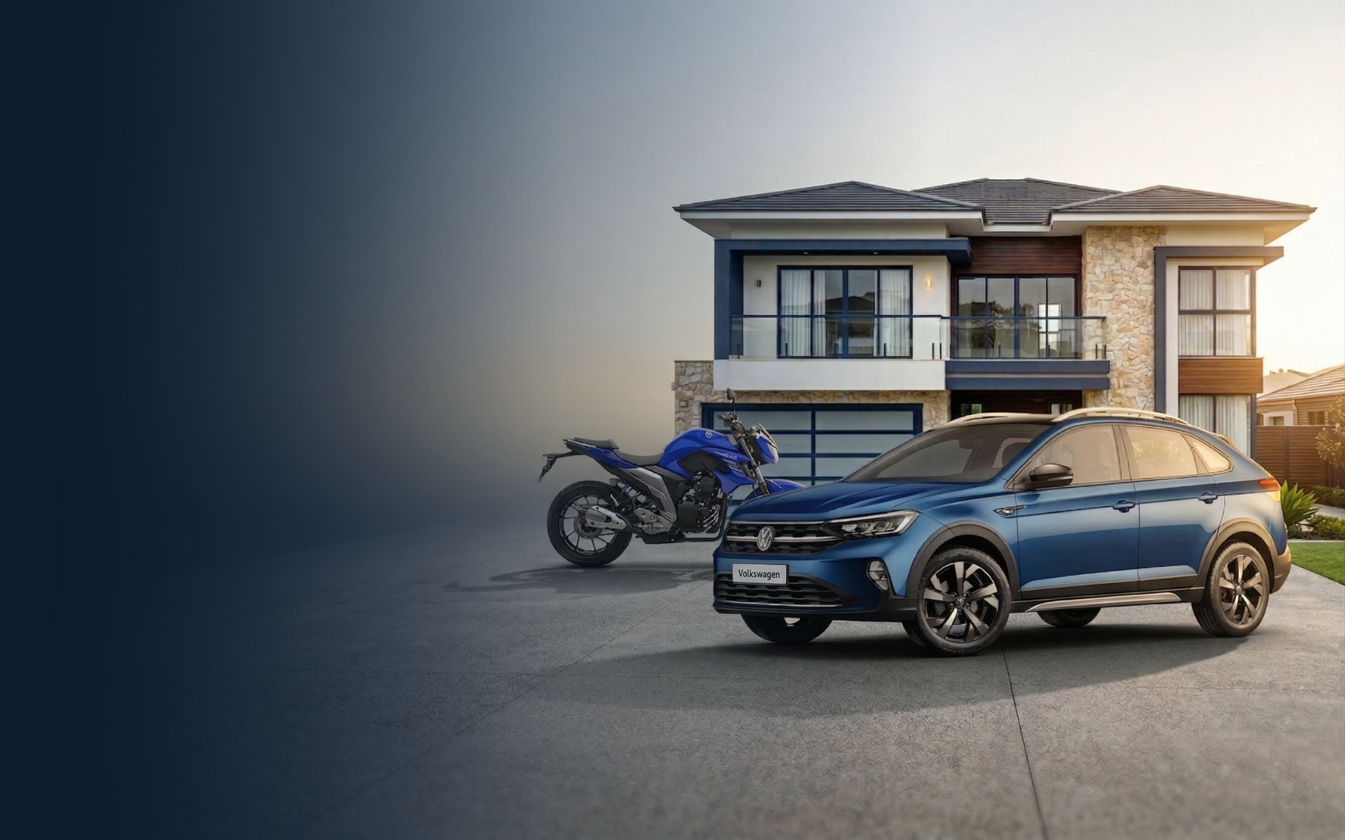 a white car is parked in front of a house