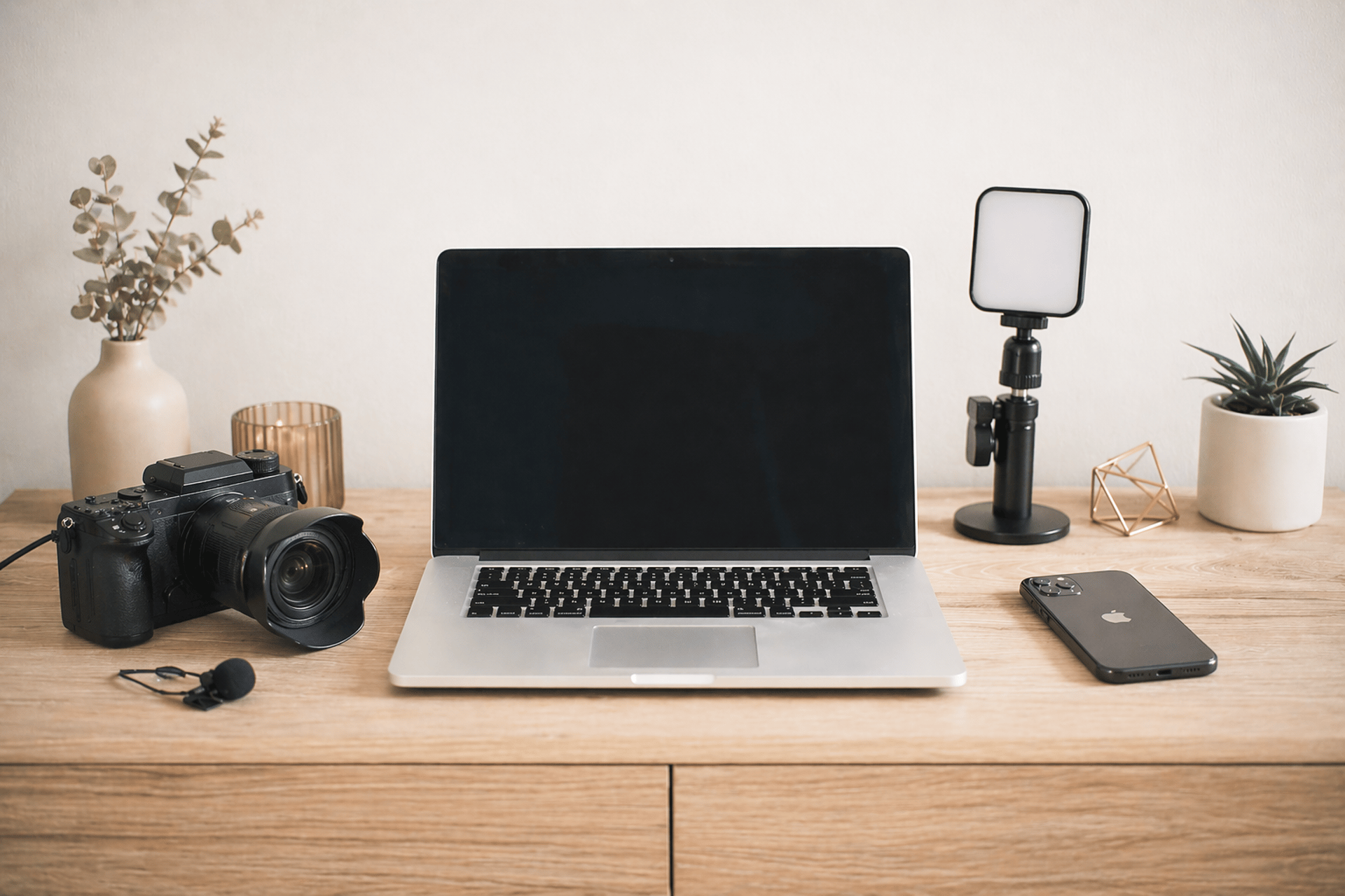 MacBook Pro on top of brown table