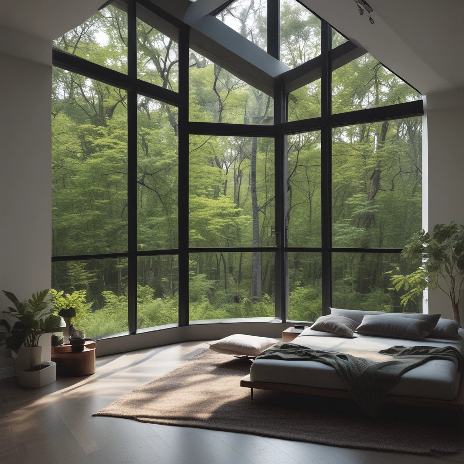 an abstract photo of a curved building with a blue sky in the background