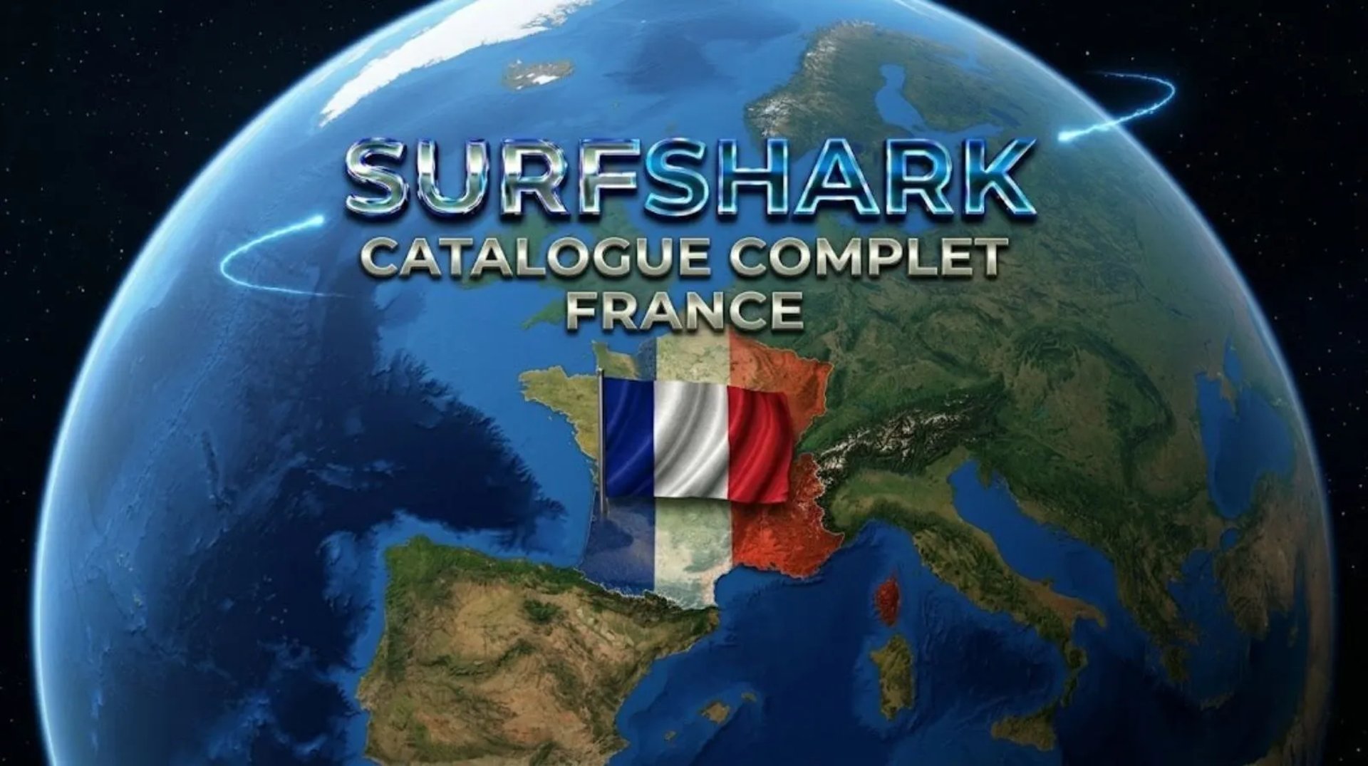 Vue satellite futuriste de la France aux couleurs du drapeau, illustrant une innovation cyber mondiale.