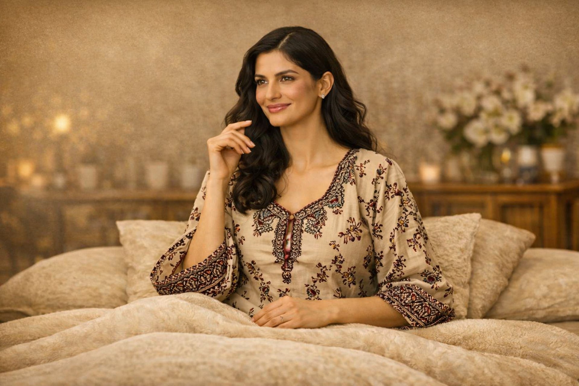 person wearing grey knit sweater