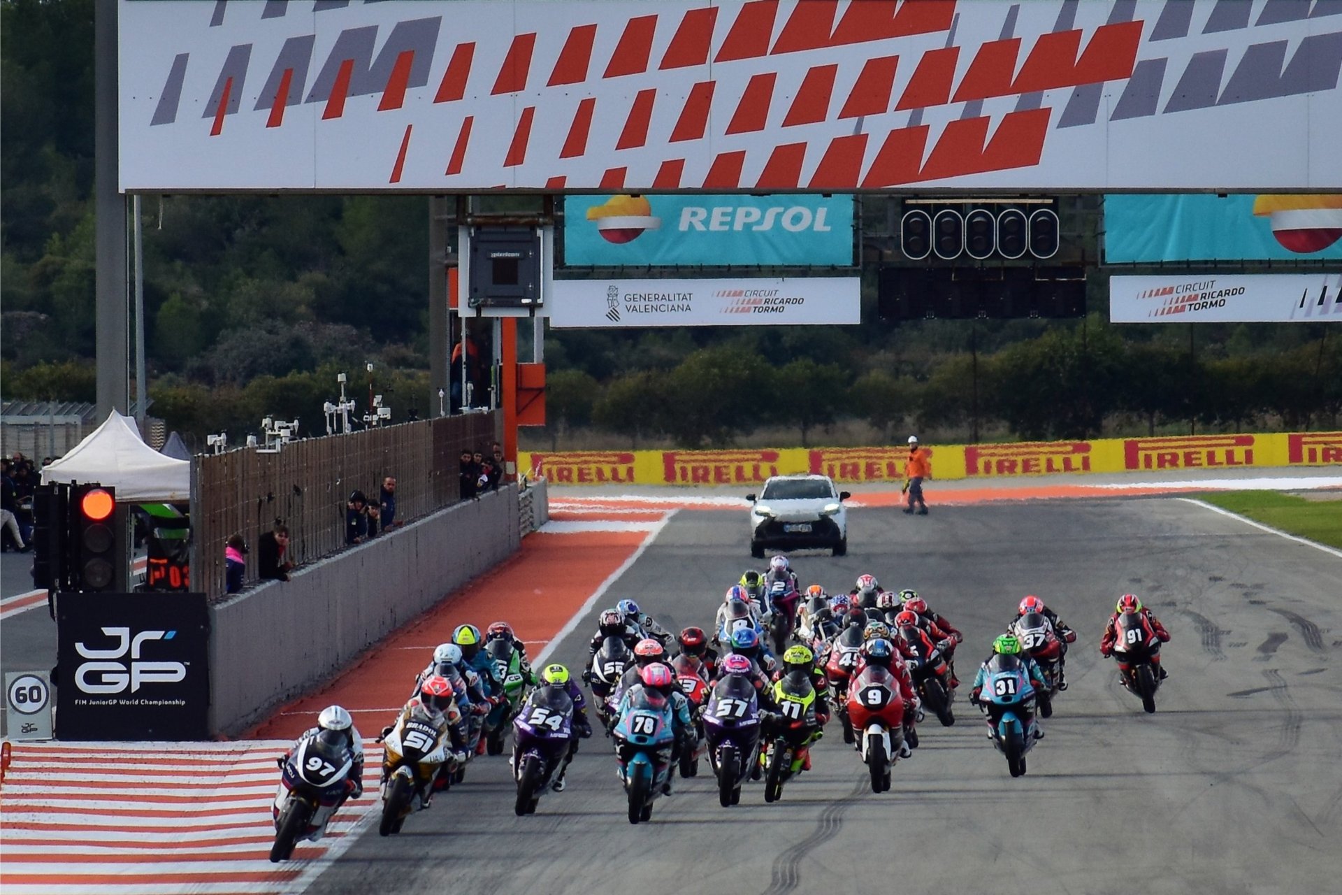 Start of 2025 European Talent Cup Race at the FIM Junior GP Event at Circuito de Valencia, Cheste, Spain