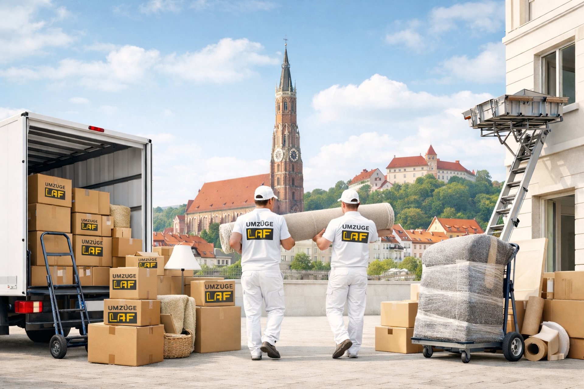 a room with boxes and a window