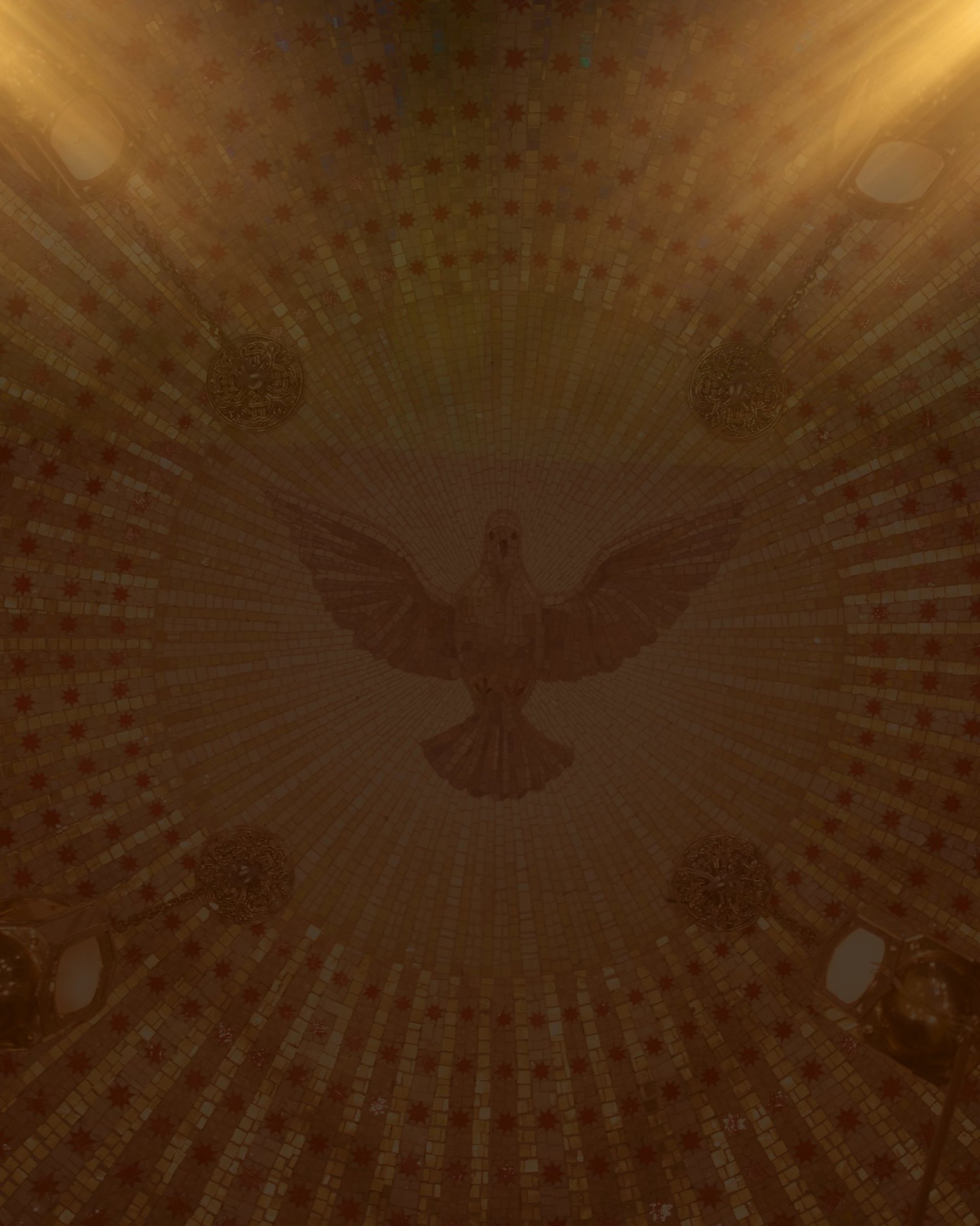 an abstract photo of a curved building with a blue sky in the background