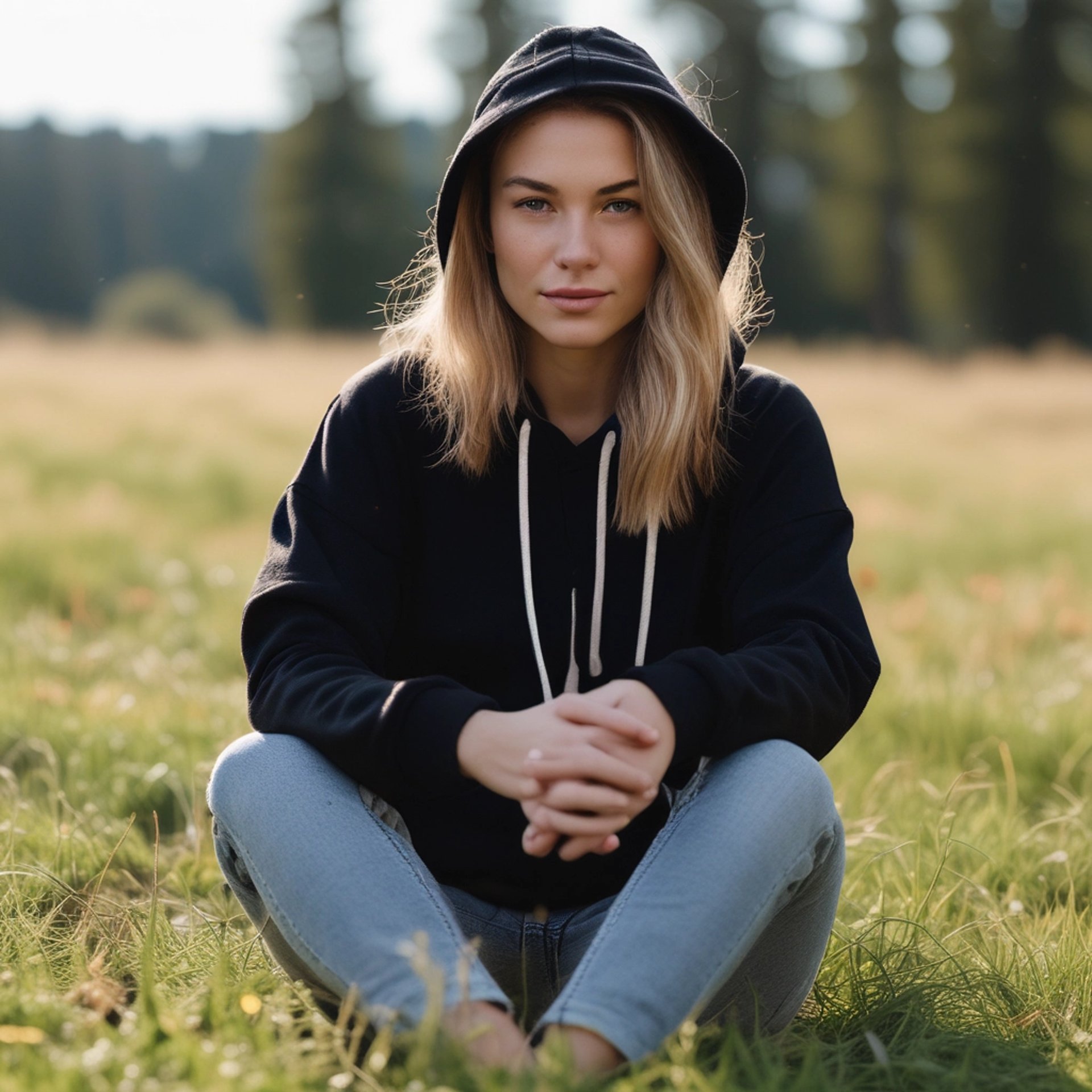 woman in blue and white shirt