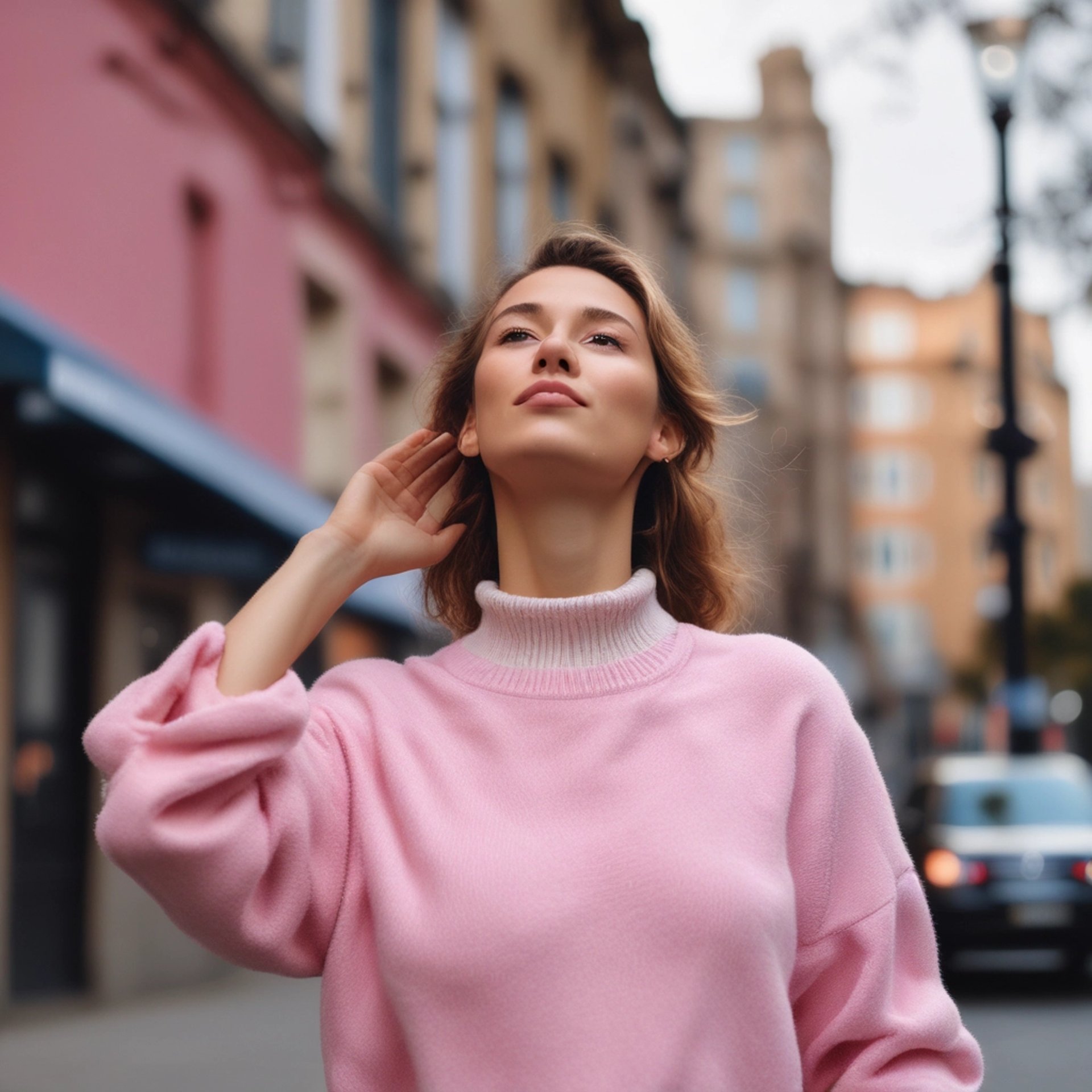 woman in blue and white shirt
