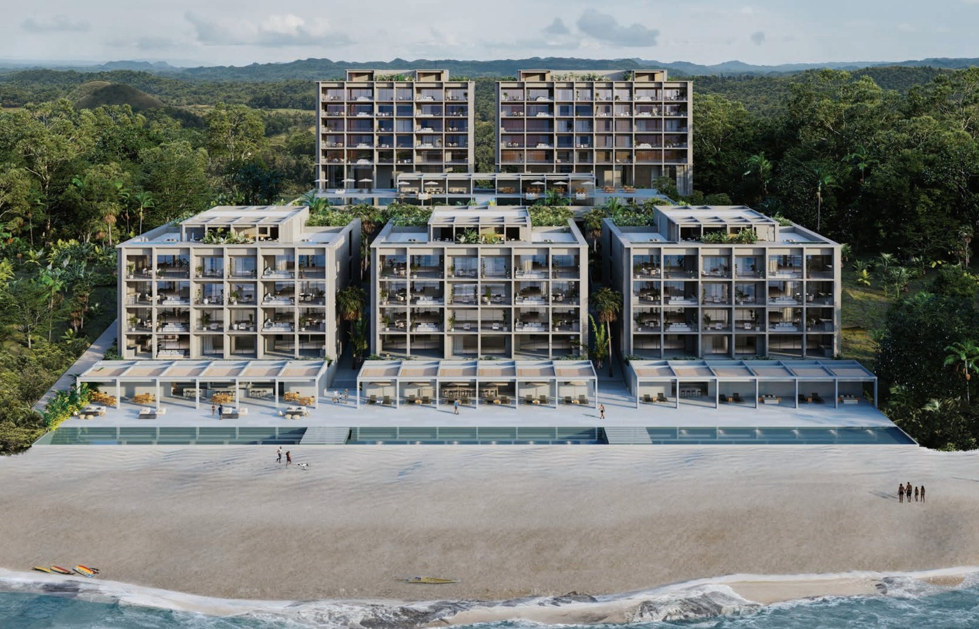 an abstract photo of a curved building with a blue sky in the background